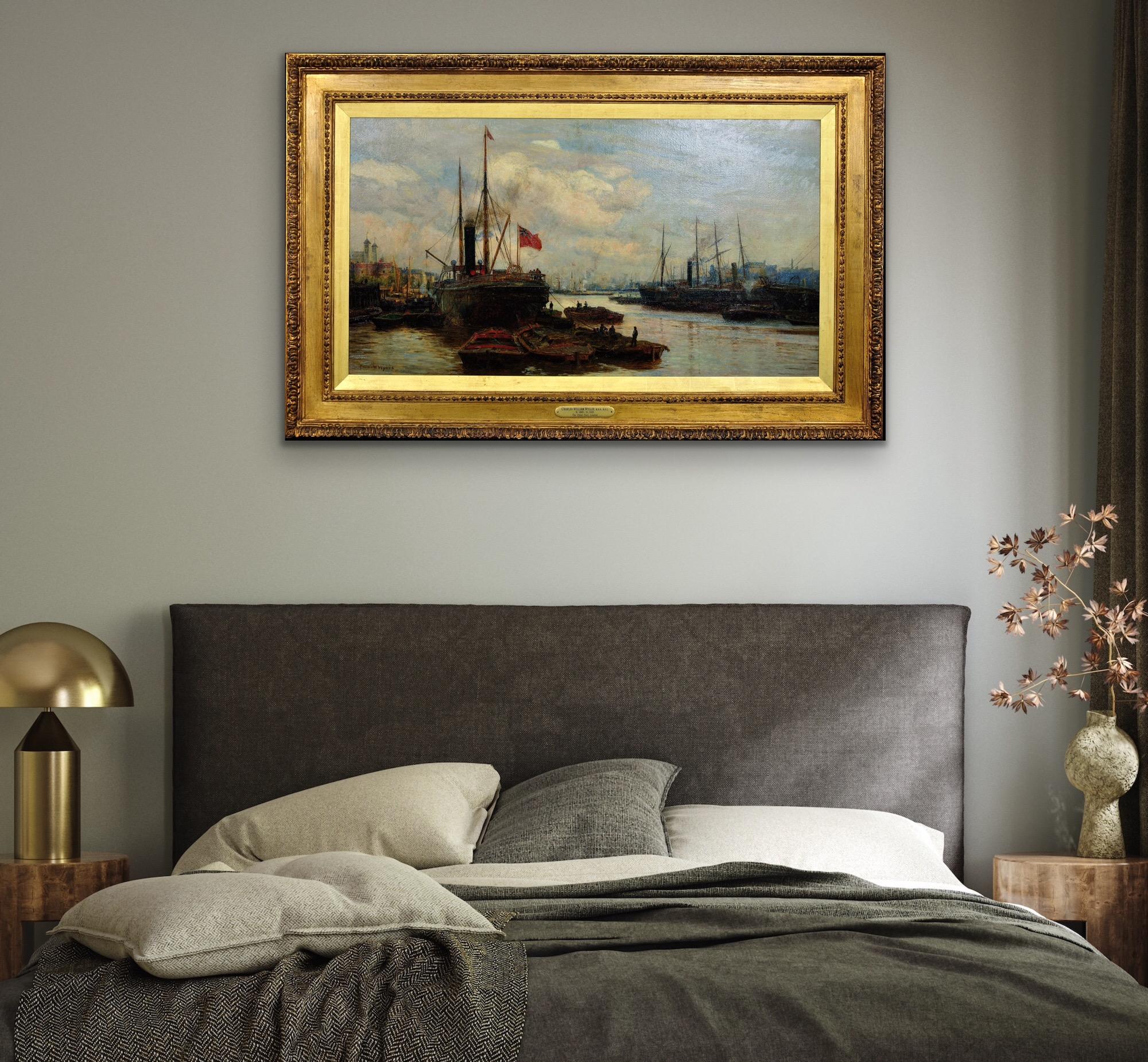 The Upper Pool River Thames 1880s Maritime London Docklands Framed Oil Painting For Sale 9