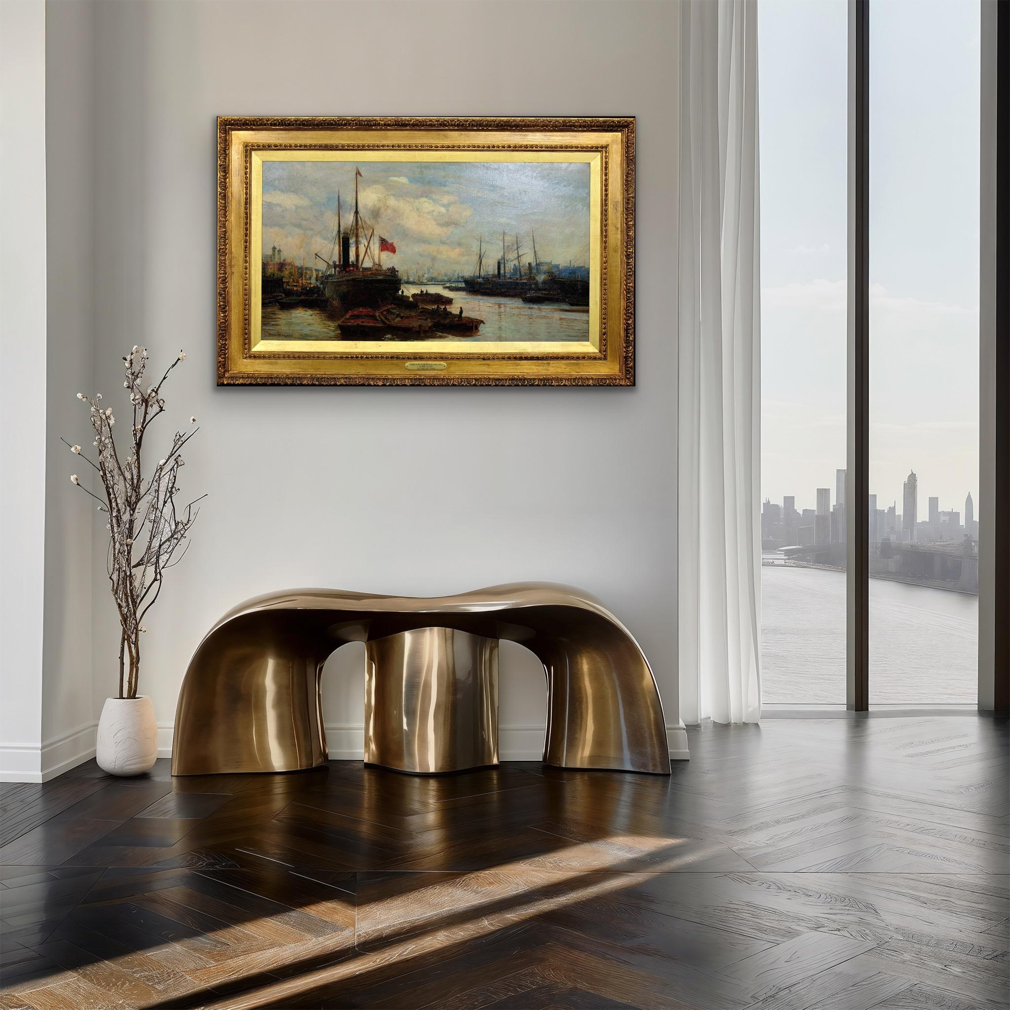The Upper Pool River Thames 1880s Maritime London Docklands Framed Oil Painting For Sale 14