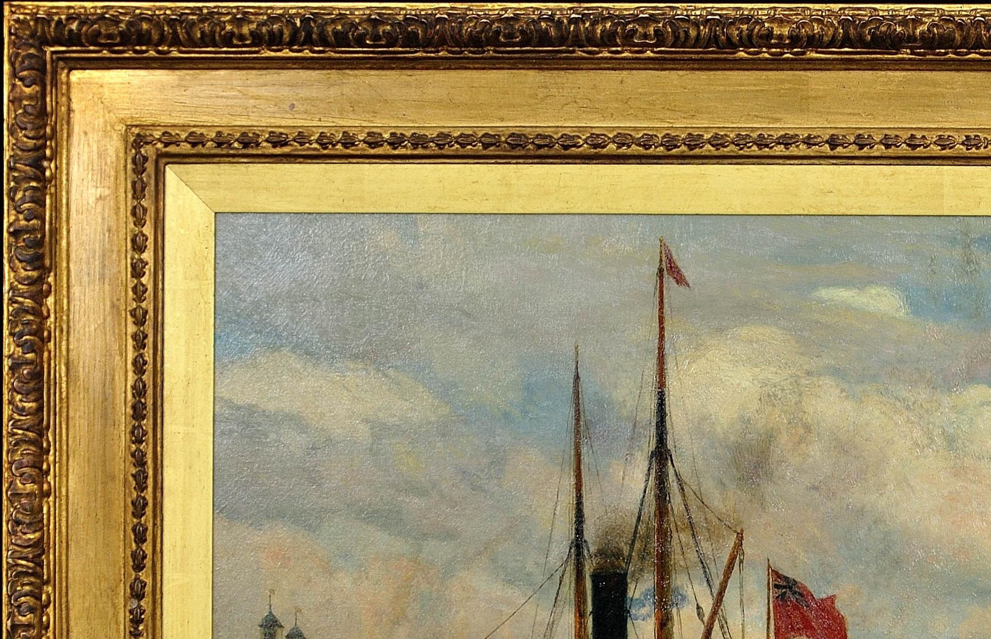 The Upper Pool River Thames 1880s Maritime London Docklands Framed Oil Painting For Sale 17