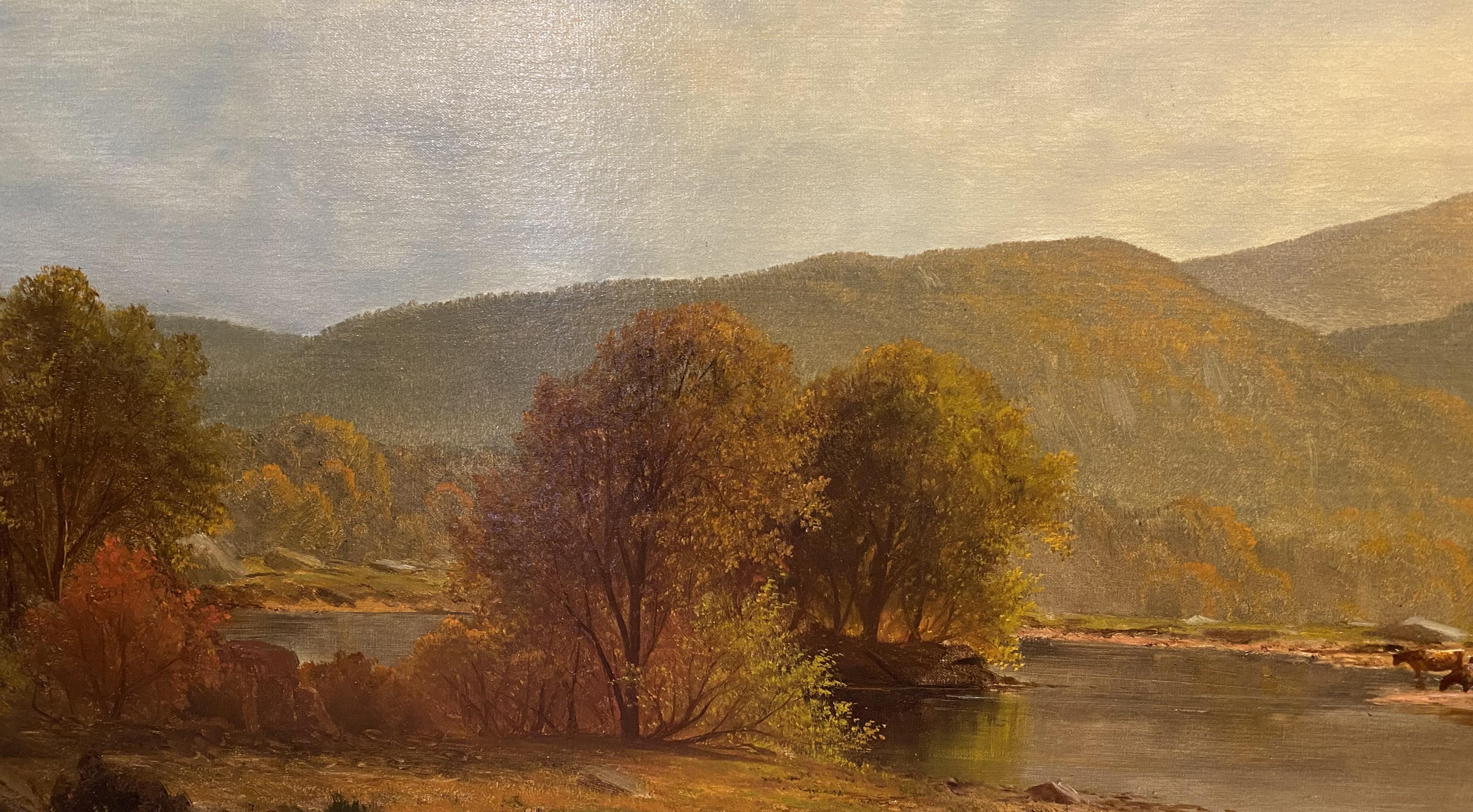 Vue du Pemigewasset, New Hampshire - Hudson River School Painting par Charles Wilson Knapp