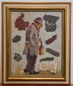 Charles Wilton, Busker in Paris, decorative painting. violin player.