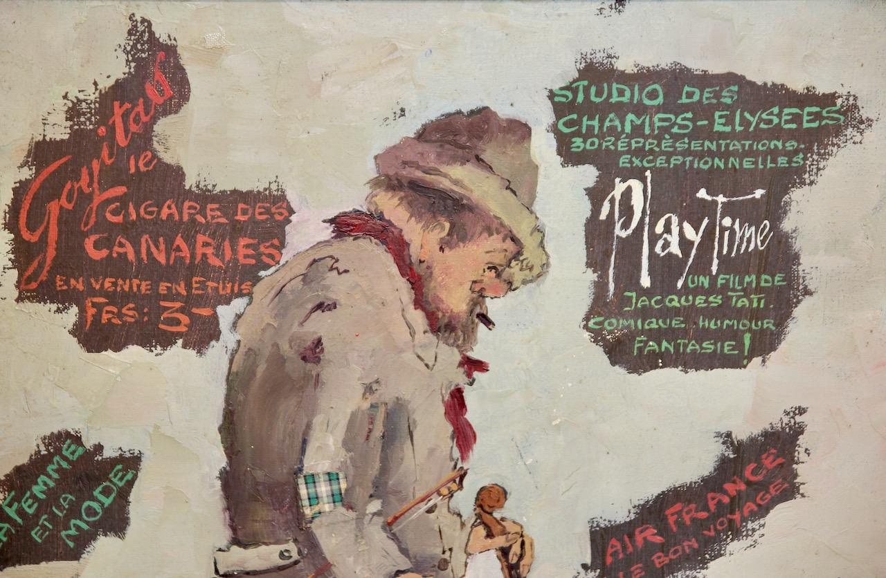 Charles Wilton, Busker in Paris, decorative painting. violin player. For Sale 1