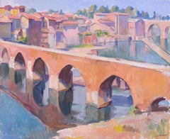 French Post Impressionist painting of the bridge at Albi, France by Wittmann