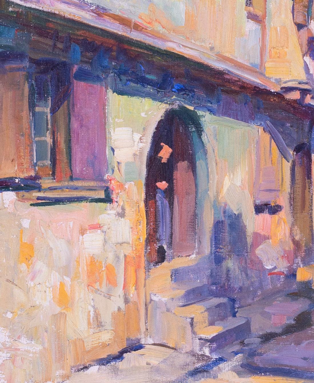 Peinture à l'huile post-impressionniste d'une scène de rue à Toul,  France  - Post-impressionnisme Painting par Charles Wittmann