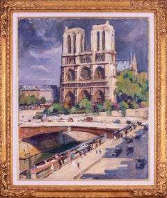 Post impressionist scene of Notre Dame, Paris by French artist Wittmann