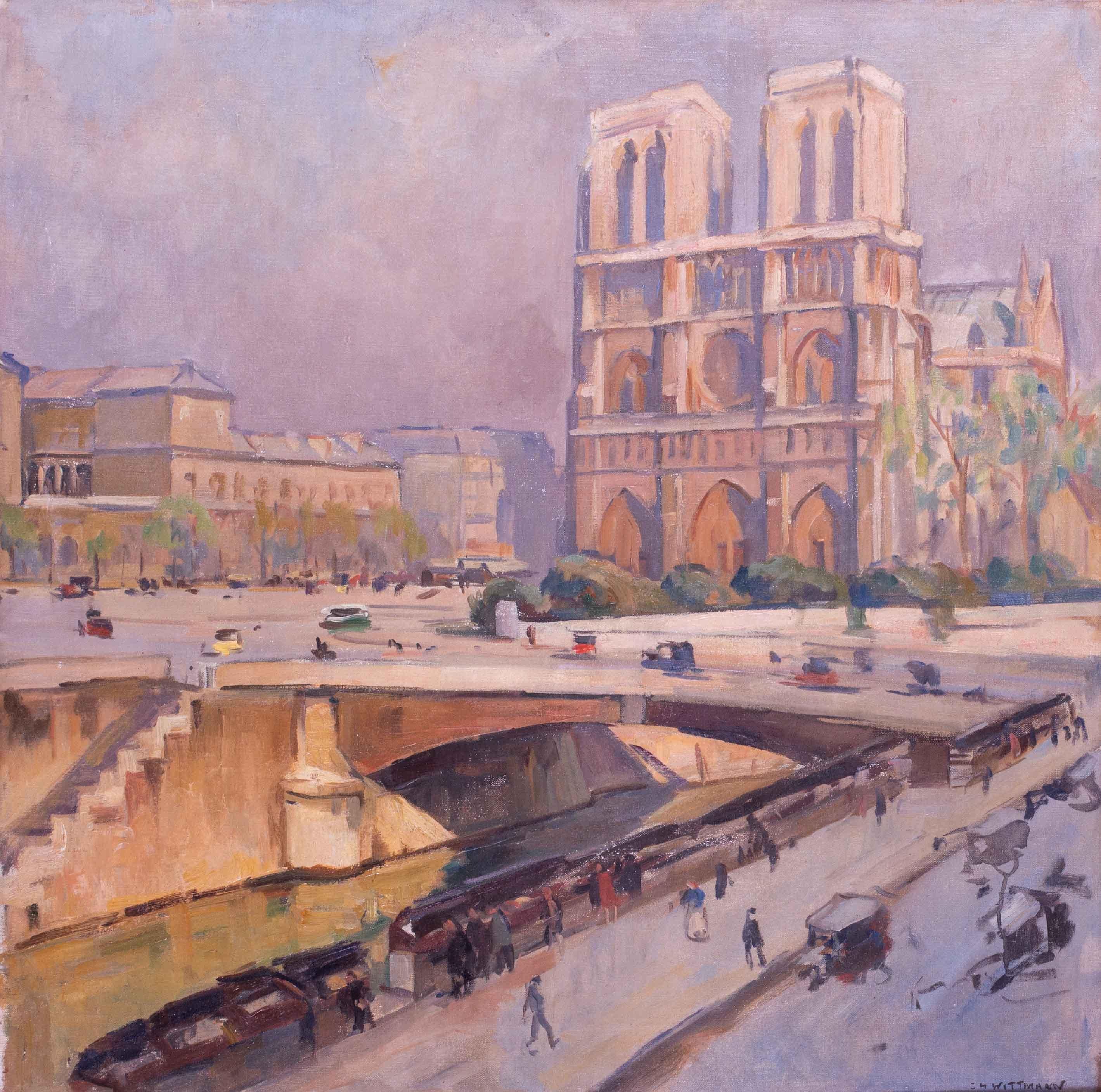 Œuvre post-impressionniste de Notre Dame, début du 20e siècle par Charles Wittmann en vente 1