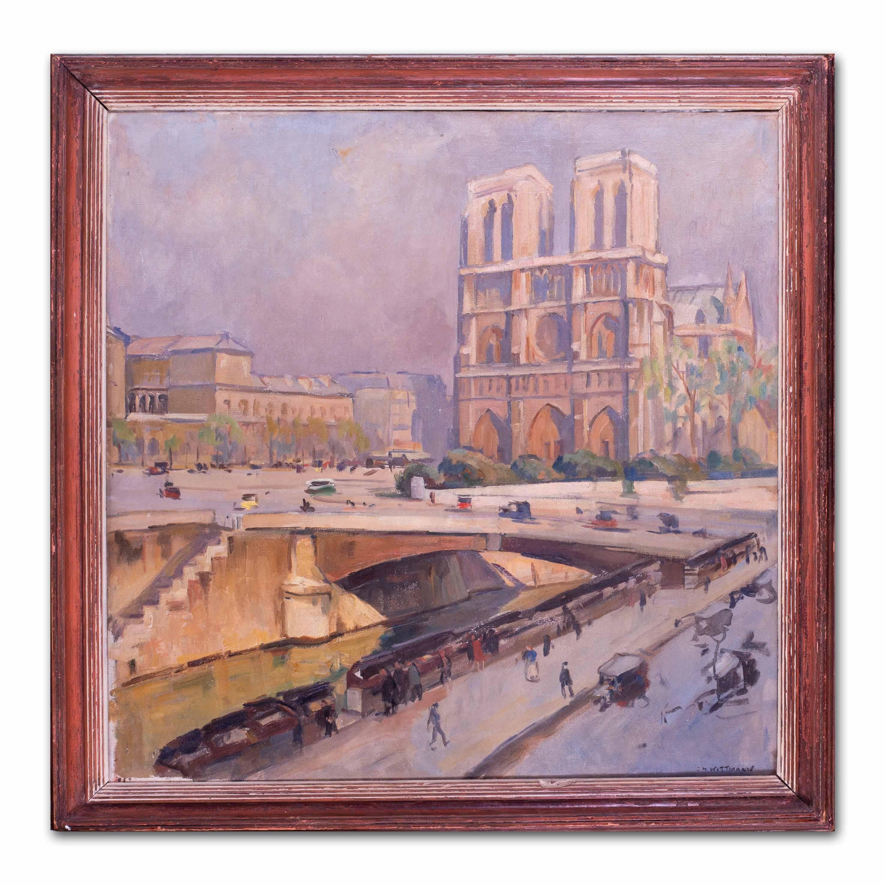 Post Impressionist work of Notre Dame, early 20th Century by Charles Wittmann