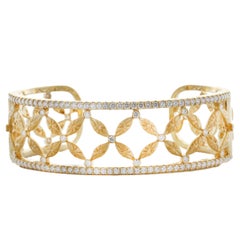 Charles Wolfe 18 Karat Diamond Hinged Cuff Bracelet