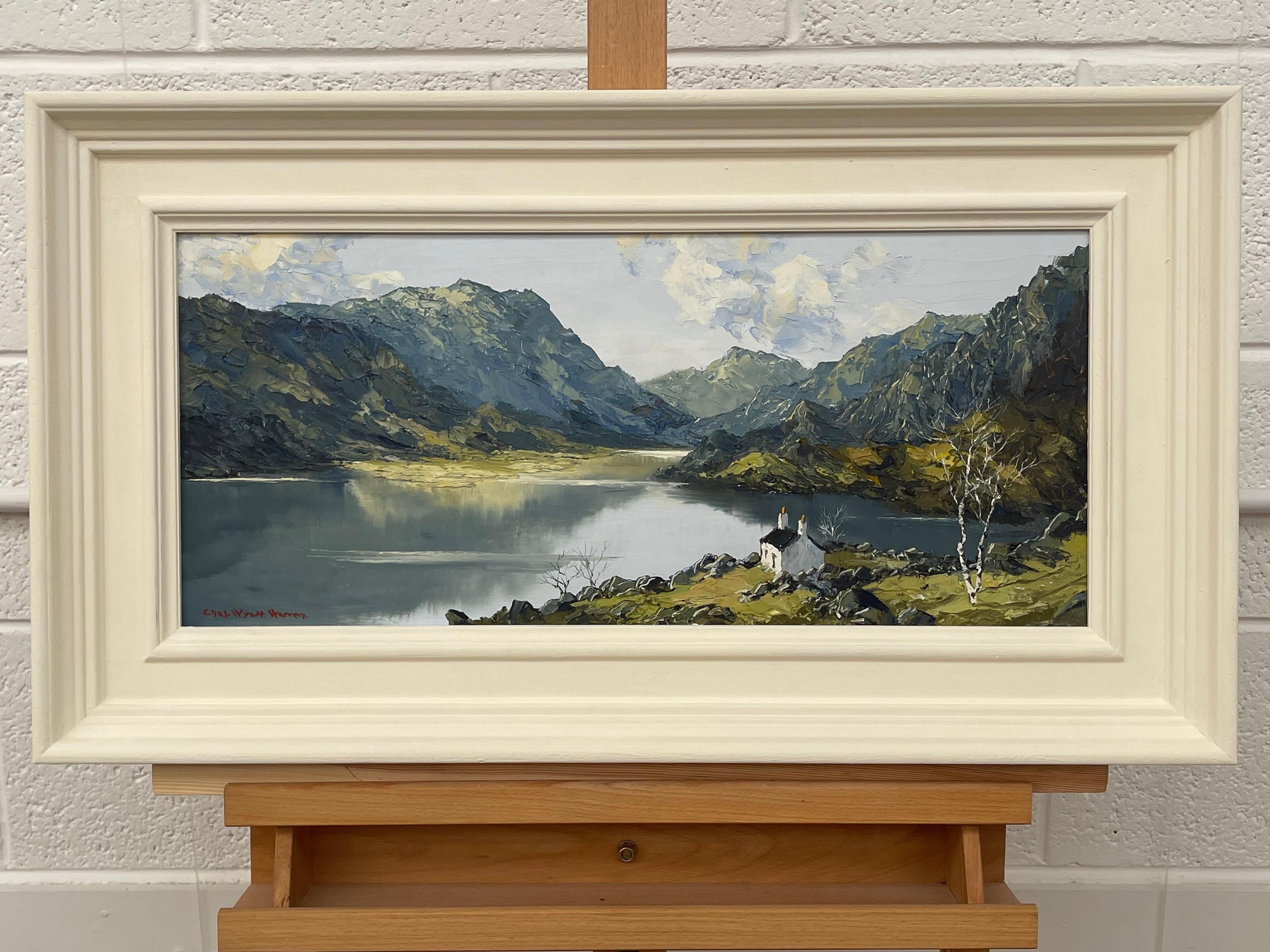 Pintura al óleo Vintage Impasto de una escena de montaña fluvial en Gales por un artista británico en venta 5