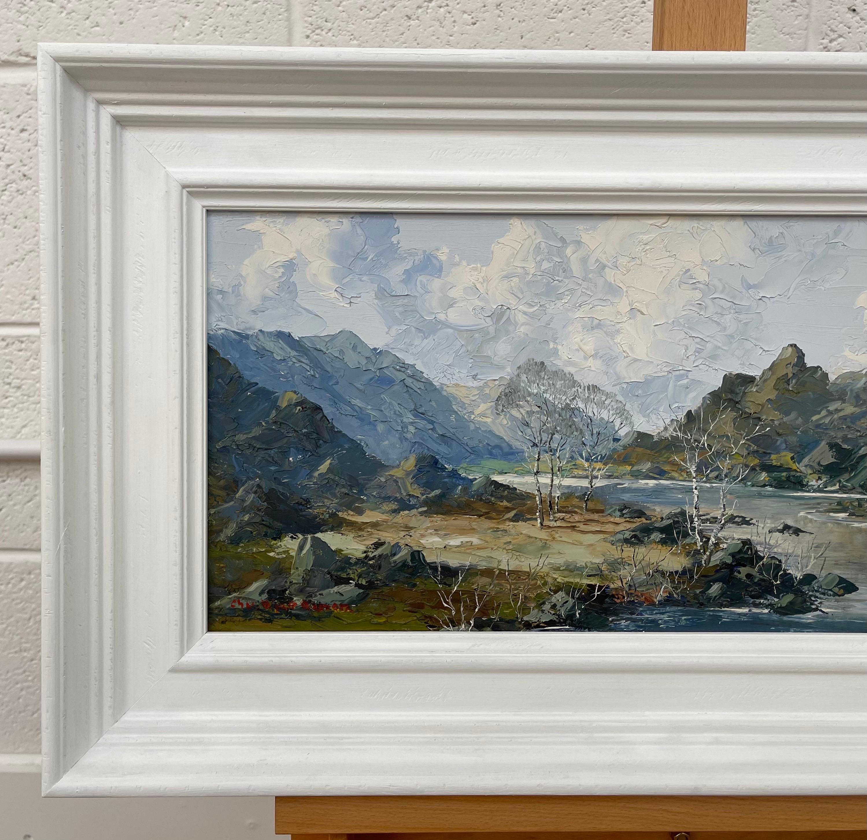 Impasto Oil Painting of River Mountain Scene in Wales by British Artist For Sale 4