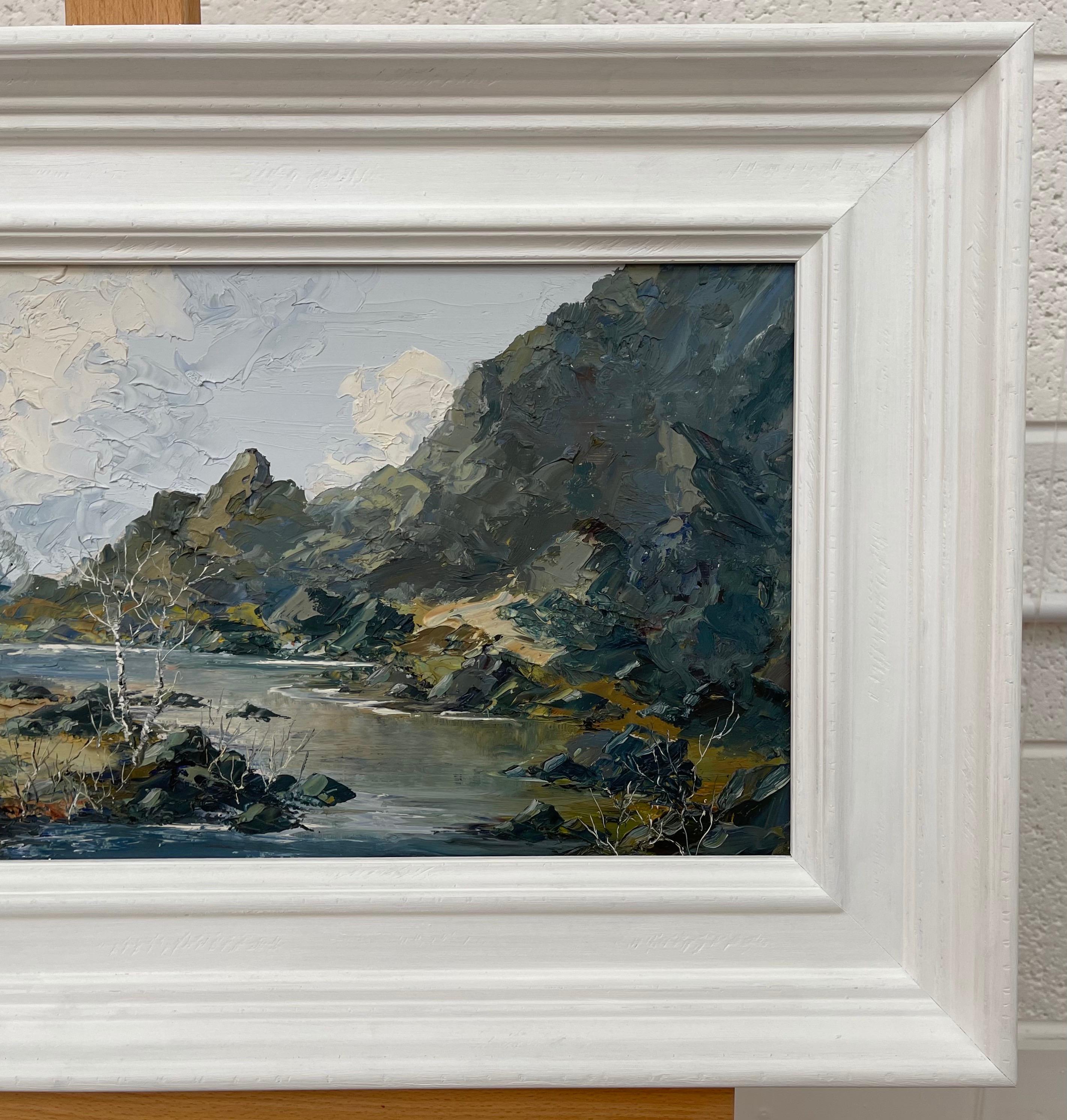 Impasto Oil Painting of River Mountain Scene in Wales by British Artist For Sale 5