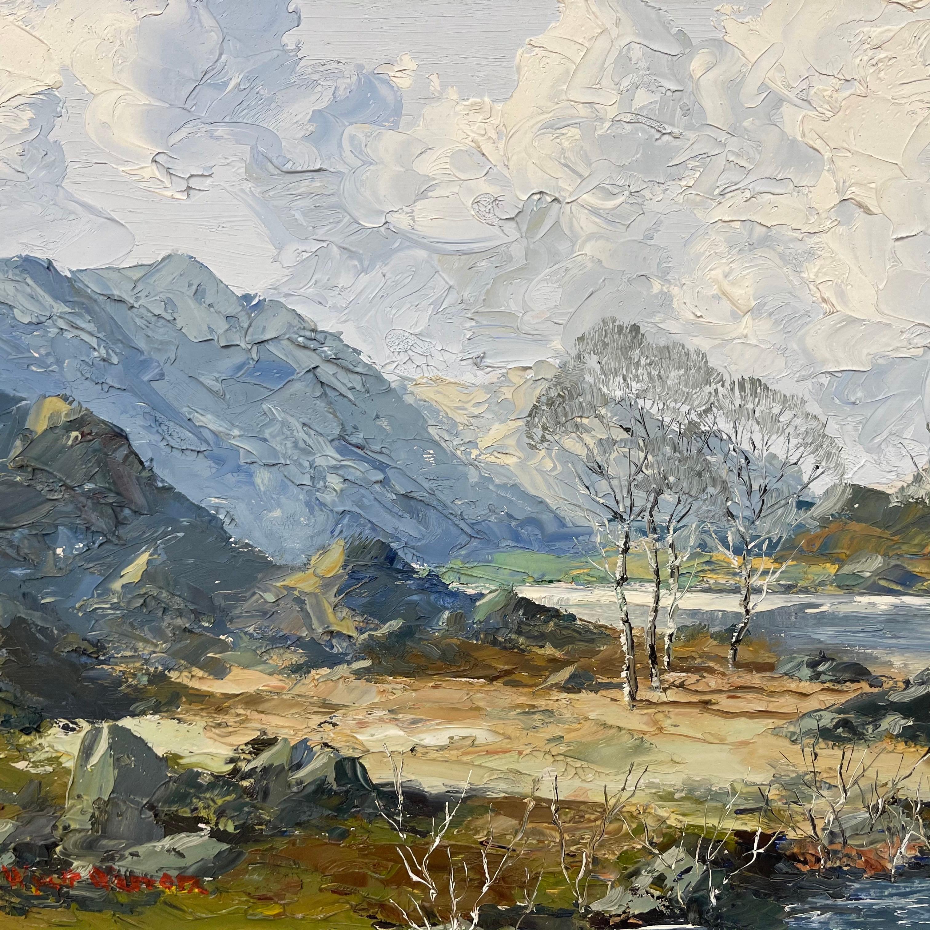 Impasto Oil Painting of River Mountain Scene in Wales by British Artist For Sale 6