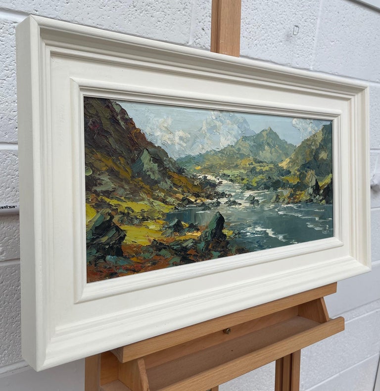 Impasto Oil Painting of River Mountain Scene in Wales by British Artist - Gray Figurative Painting by Charles Wyatt Warren