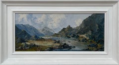 Peinture à l'huile de l'artiste britannique Impasto représentant une scène de montagne fluviale au Pays de Galles