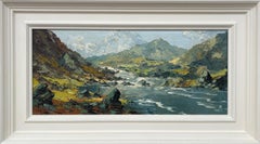 Impasto Oil Painting of River Mountain Scene in Wales by British Artist