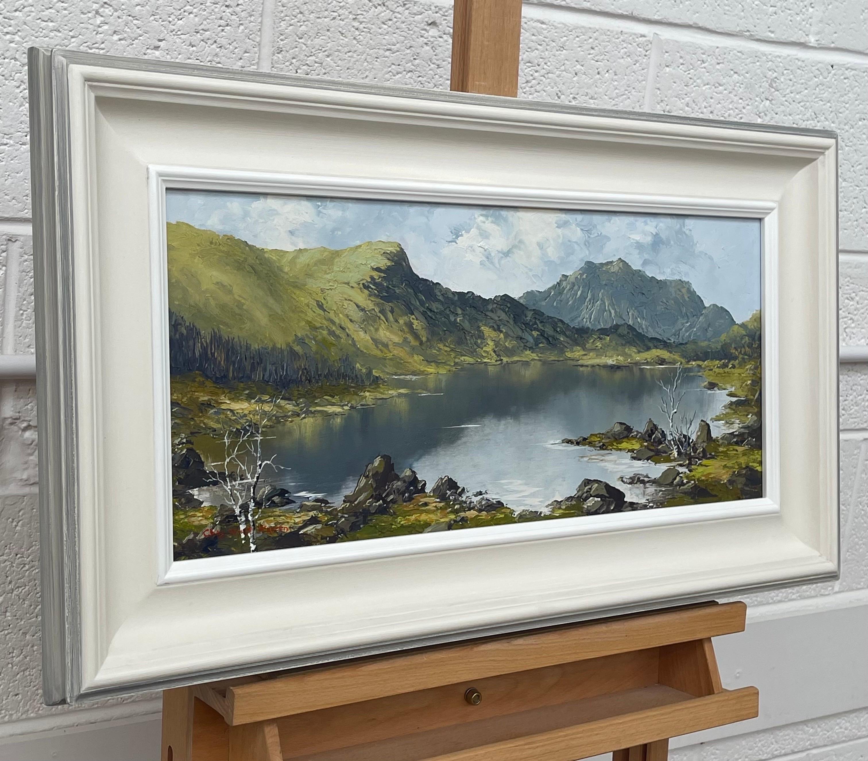 Paisaje lacustre de montaña Pintura al óleo Impasto del artista británico del siglo XX - Painting de Charles Wyatt Warren