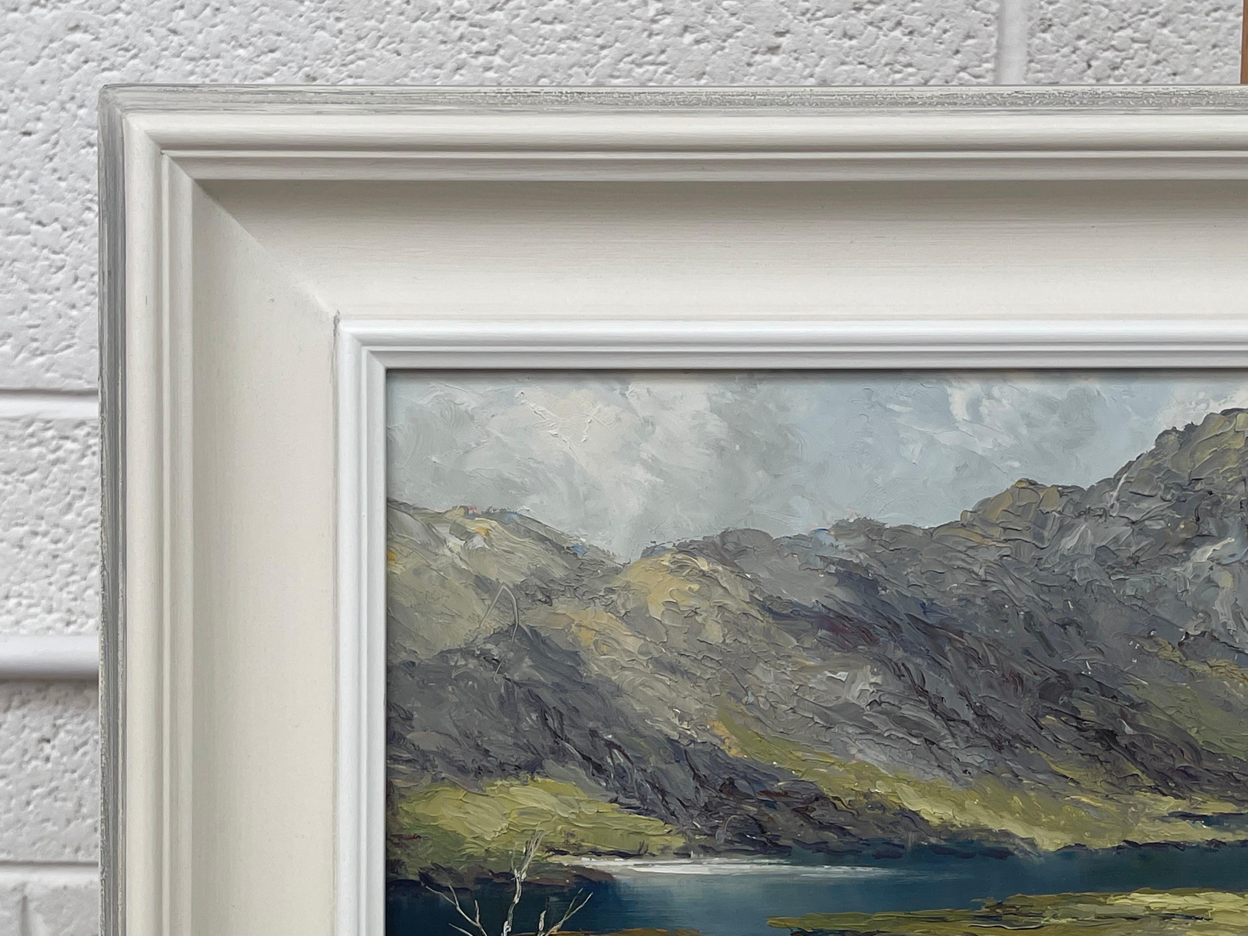 Mountain Lake Landscape Impasto Oil Painting by 20th Century British Artist, Charles Wyatt Warren (1908-1993)

Art measures 21 x 9 inches 
Frame measures 26 x 14 inches 

Charles Wyatt Warren (1908-1993) was a self-taught painter and an enthusiastic