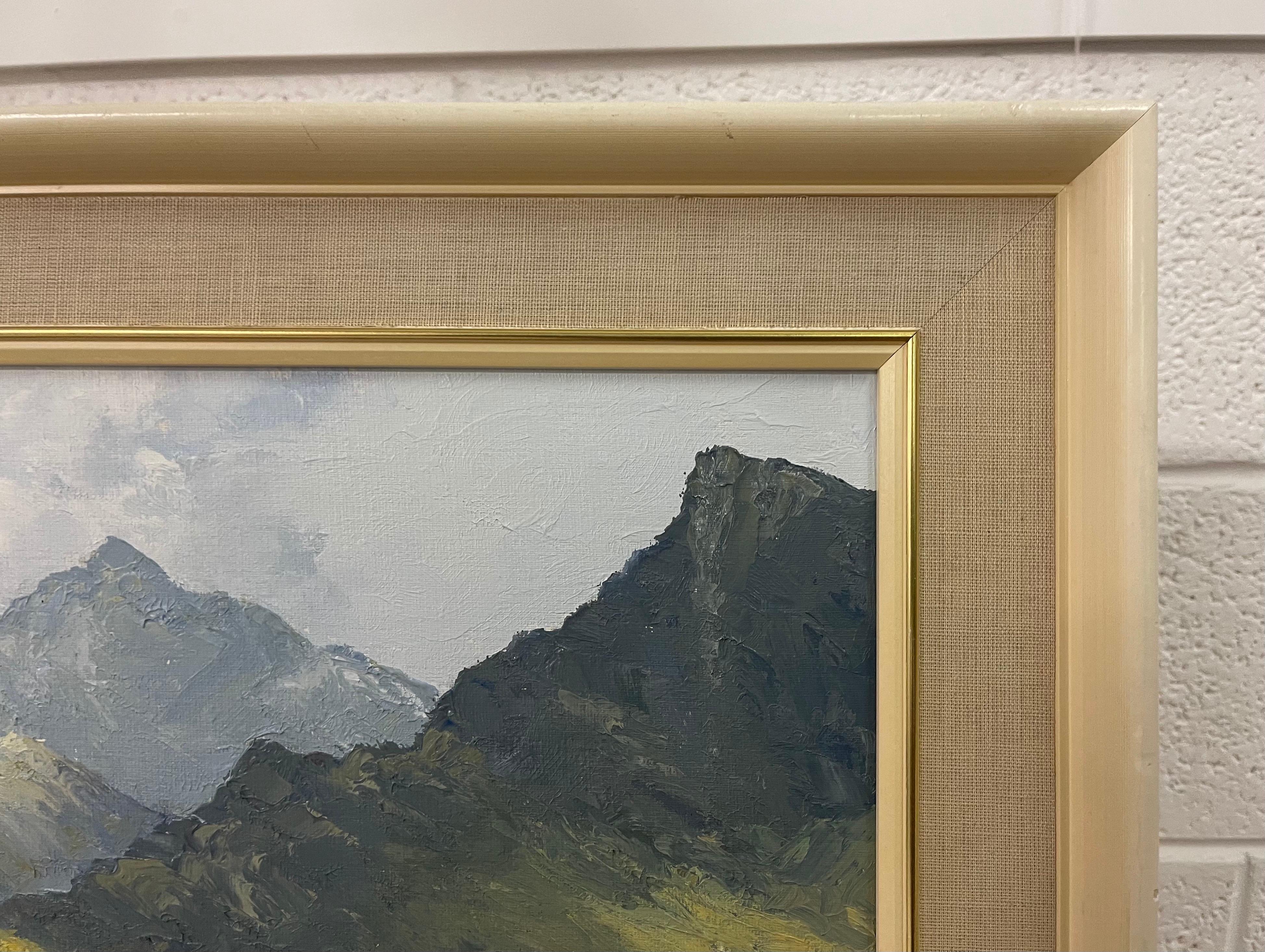 Welsh Landscape with Mountains & Lake Impasto Oil Painting by British Artist 8