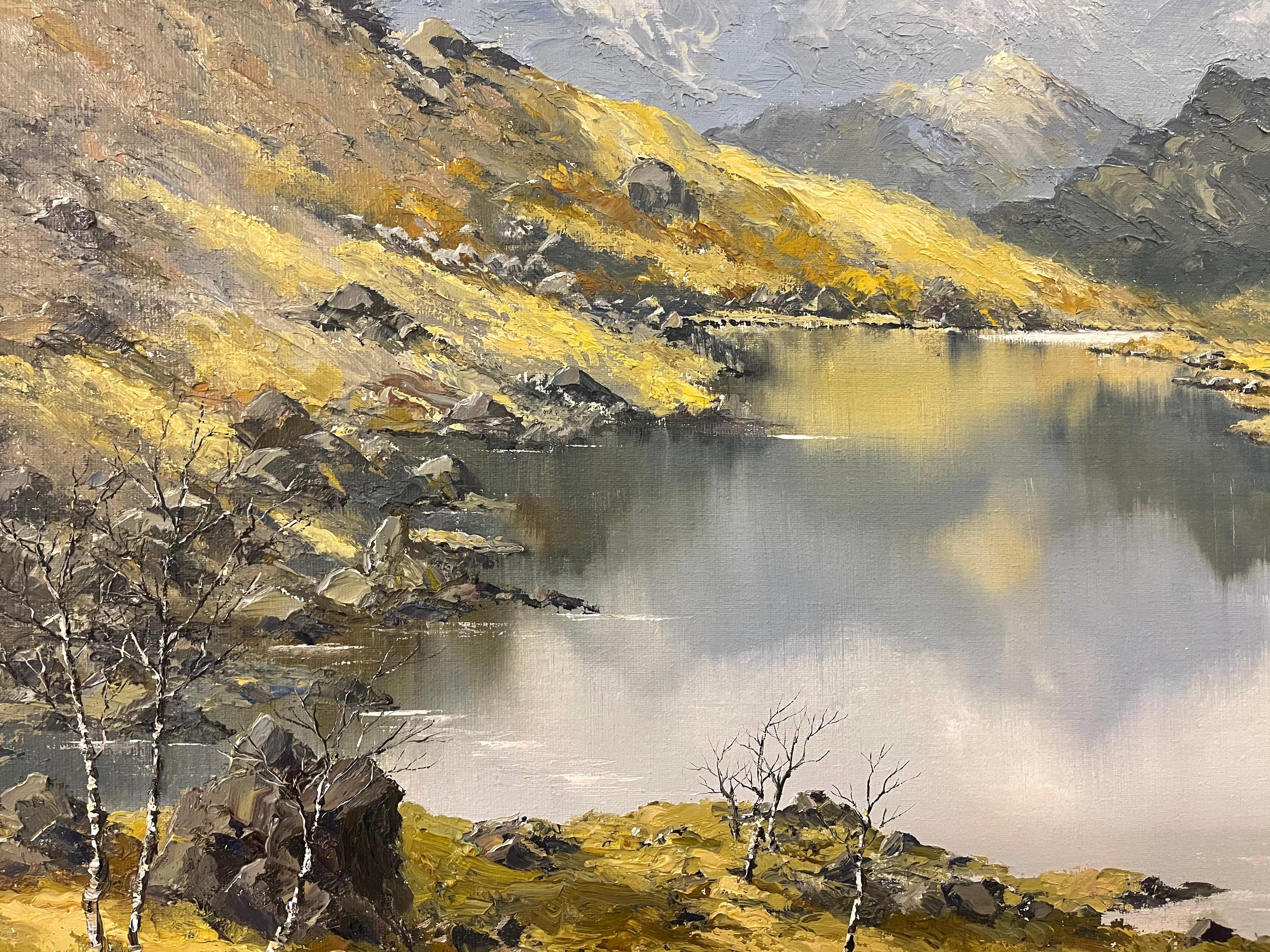 Welsh Landscape with Mountains & Lake Impasto Oil Painting by British Artist 3