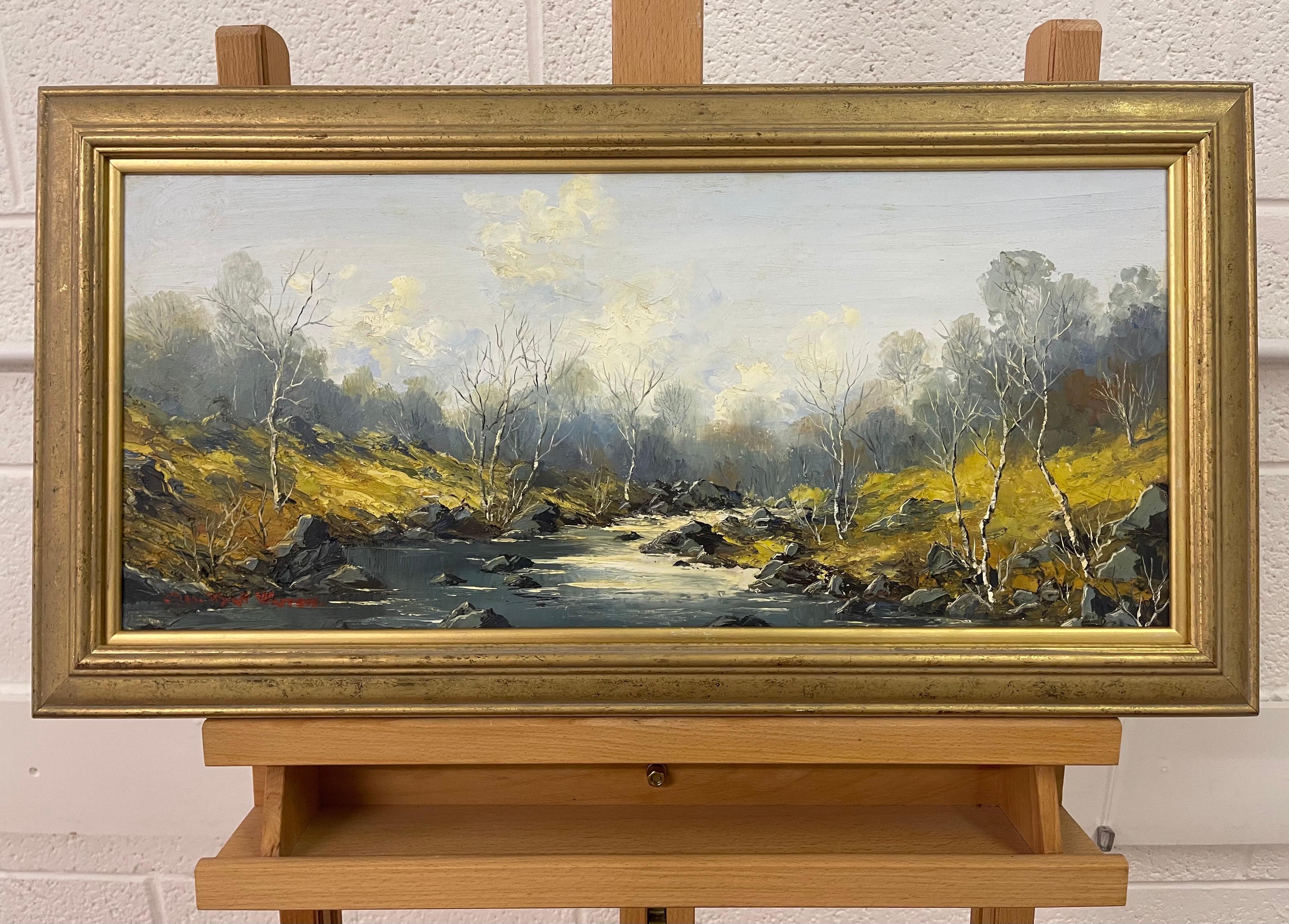 Welsh River Landscape with Birch Trees Oil Painting by British Impasto Artist 4