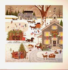 Vintage  Cape Cod Christmas: A 1982 Signed Limited Edition Charles Wysocki Lithograph