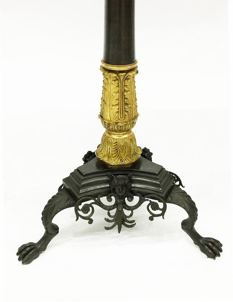 Gilt Charles X, 19th Century Chess Table, Bronze Gilded Inlaid with Marble and Stones For Sale