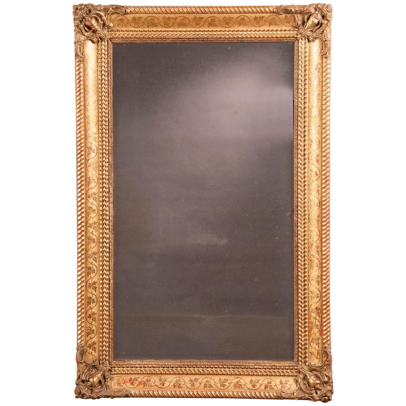 Charles X Antique French Gold Mirror, circa 1840 For Sale