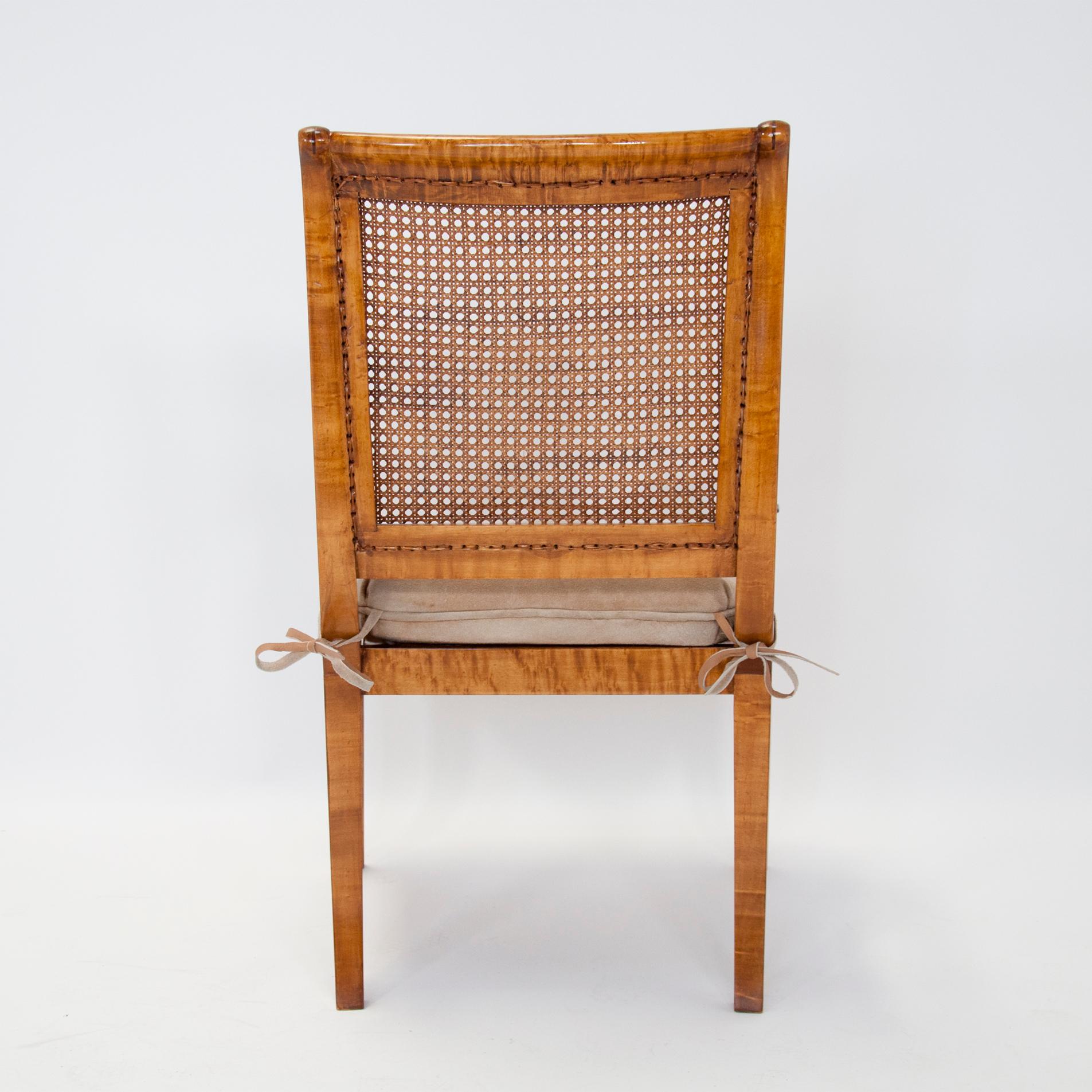 Charles X Bird's-Eye Maple Caned Armchairs For Sale 2