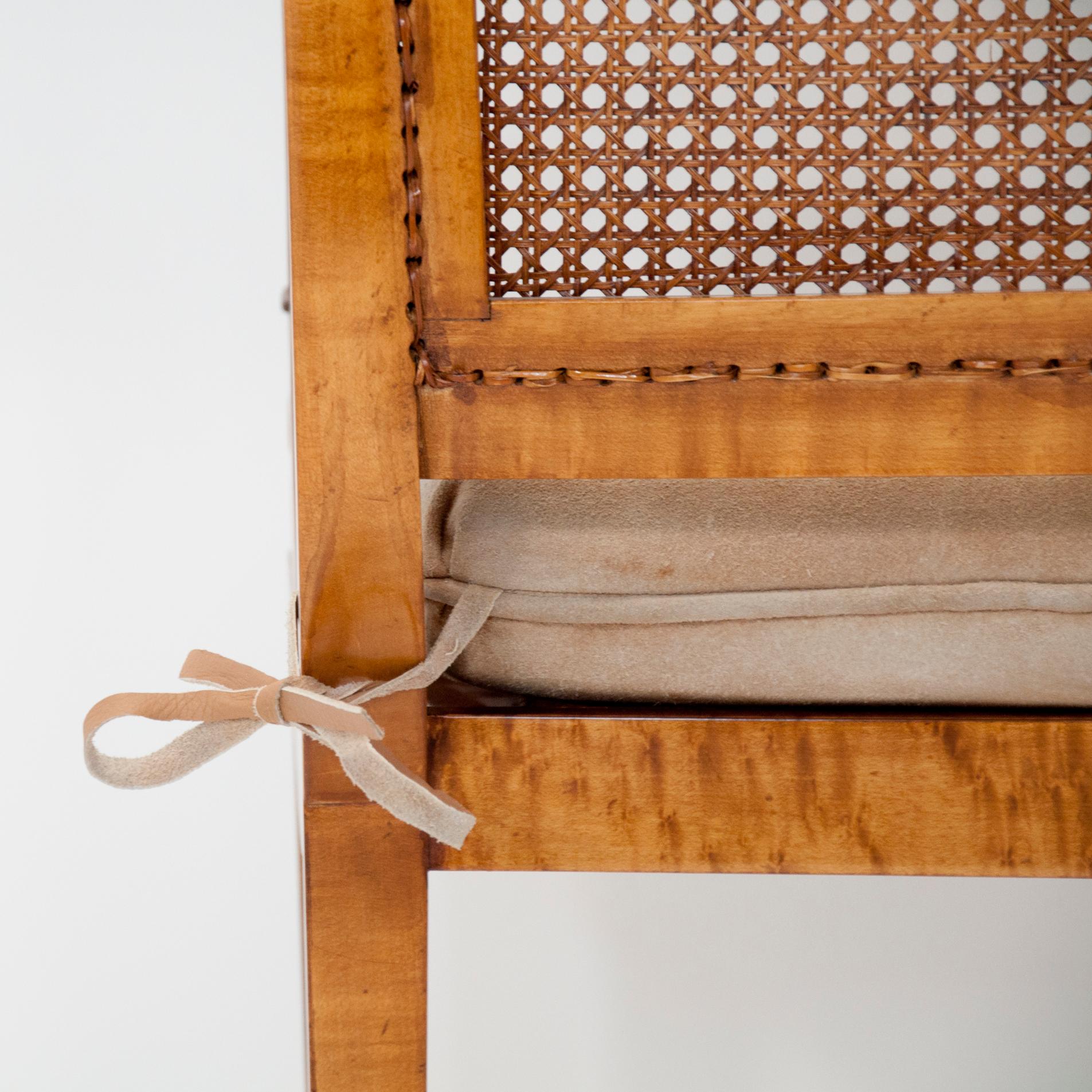 Charles X Bird's-Eye Maple Caned Armchairs For Sale 3
