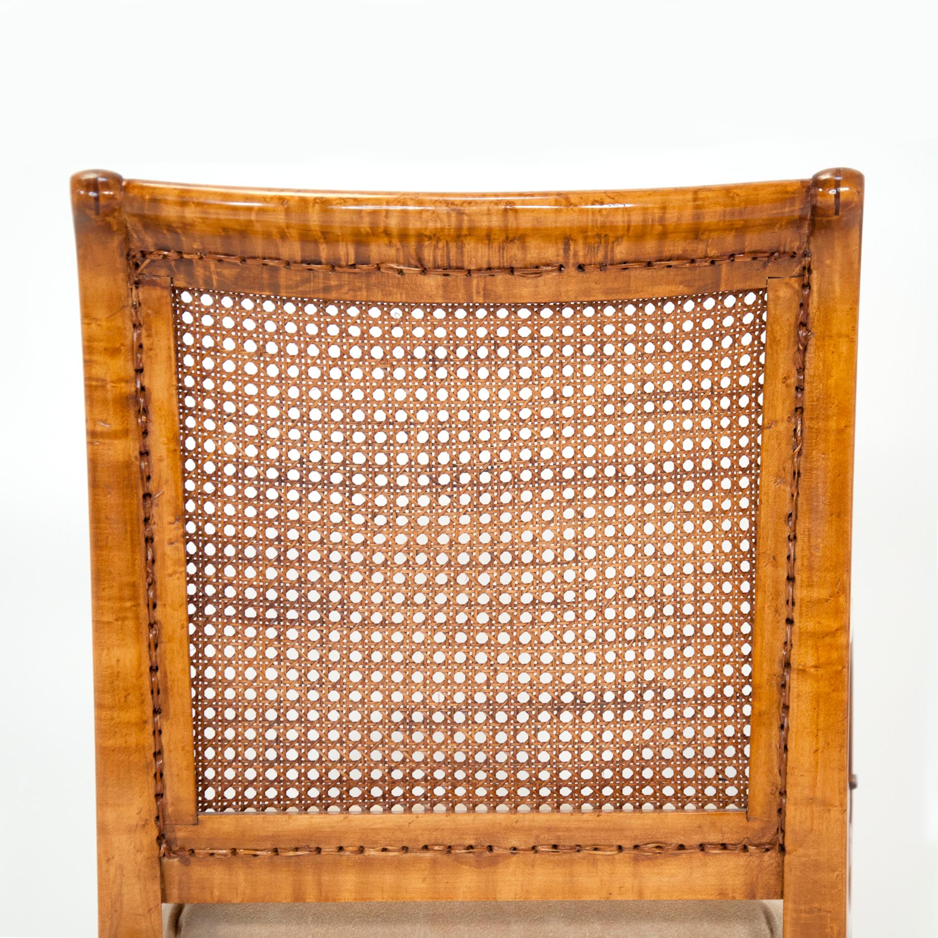 Charles X Bird's-Eye Maple Caned Armchairs For Sale 4
