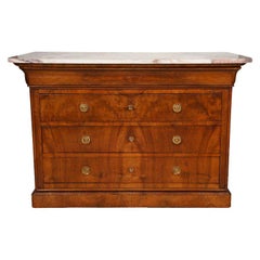 Charles X Black Walnut Commode with Marble Top