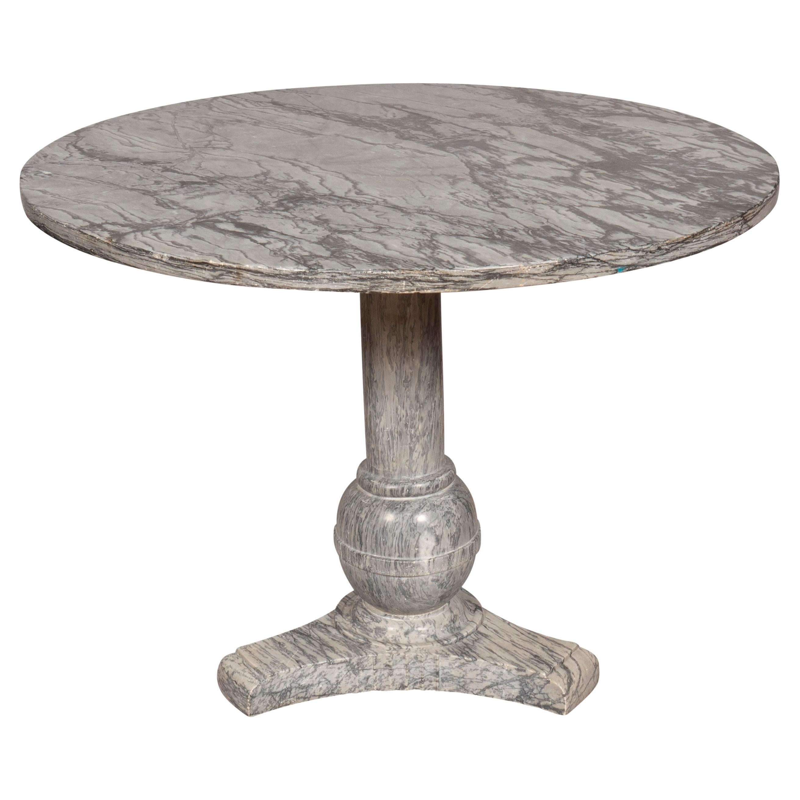 Marble Top Oak Center Table For Sale at 1stDibs