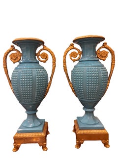 Charles X Blue Opaline Mantel Garniture