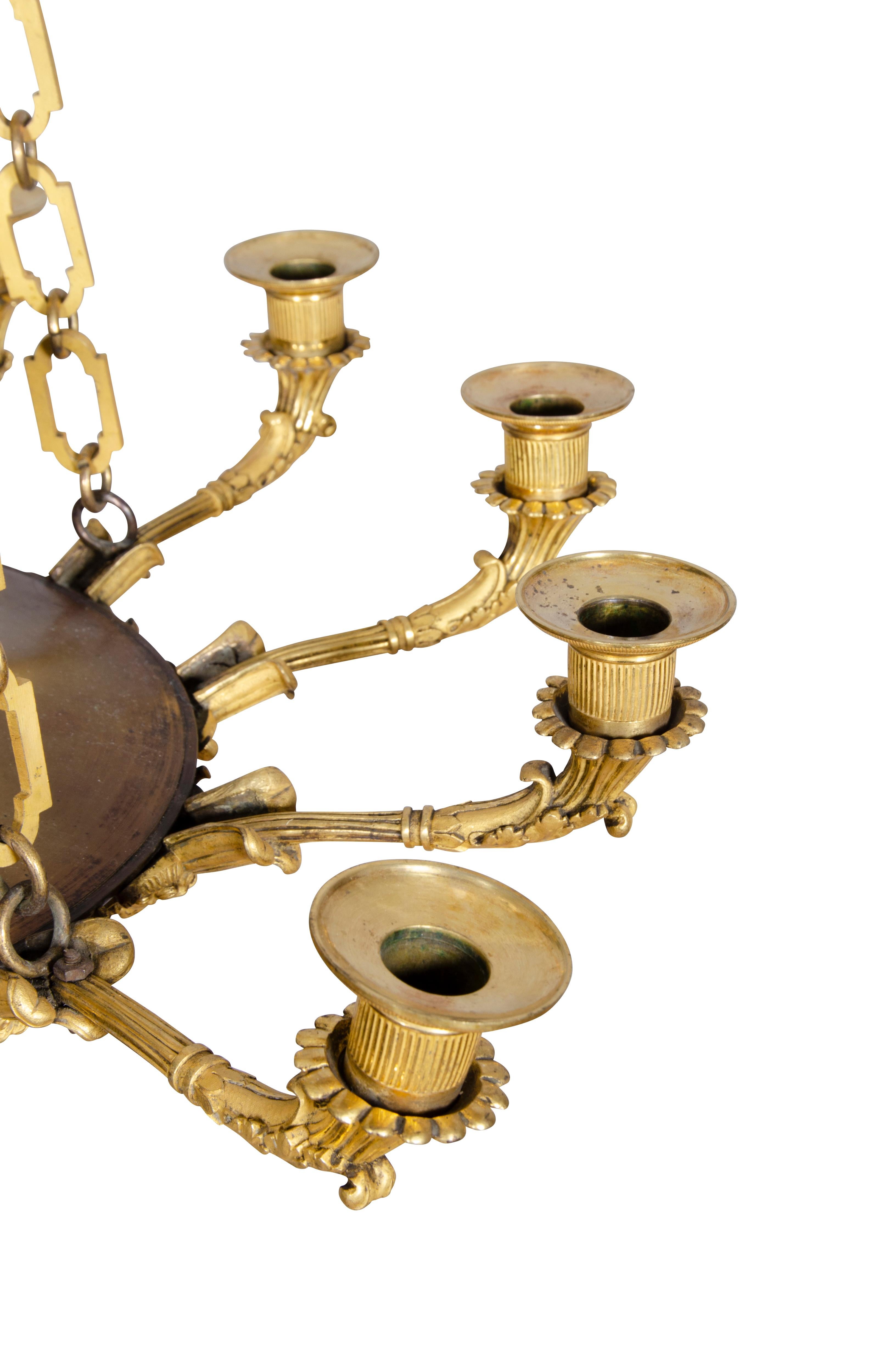 Lampadario Charles X in bronzo e ormolu in vendita 5