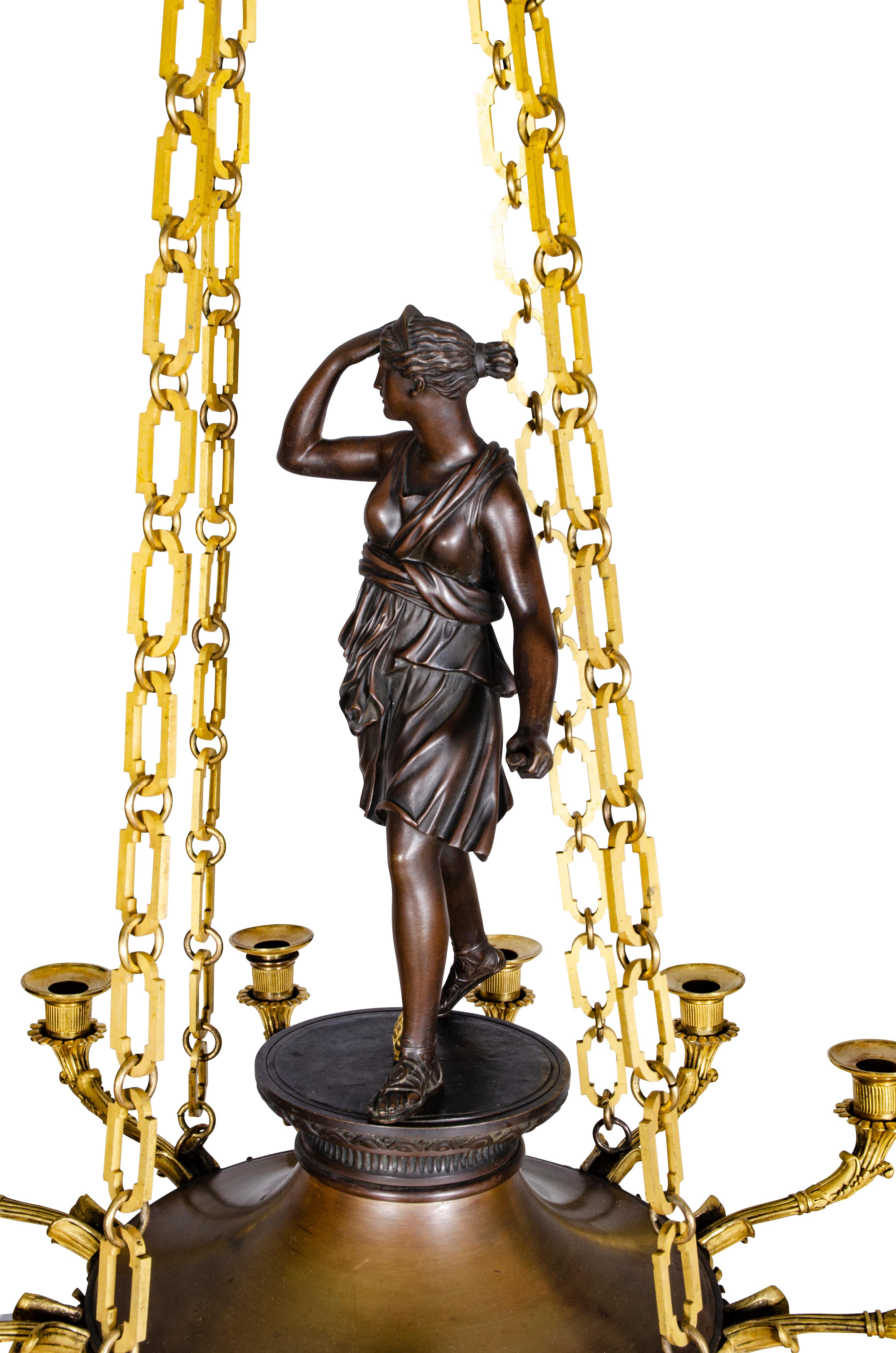 French Charles X Bronze and Ormolu Chandelier For Sale