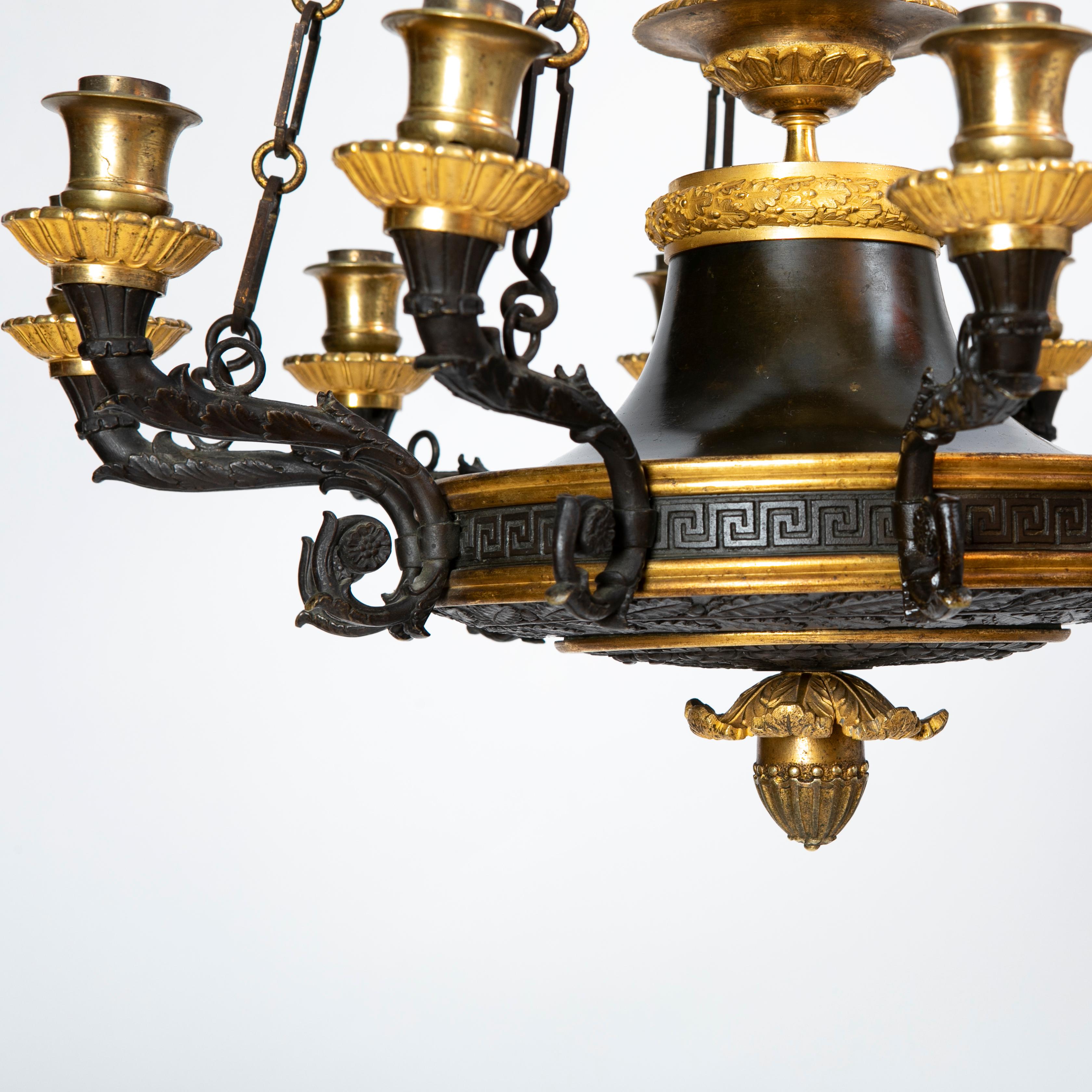 Gilt Charles X Bronze and Ormolu Chandelier For Sale