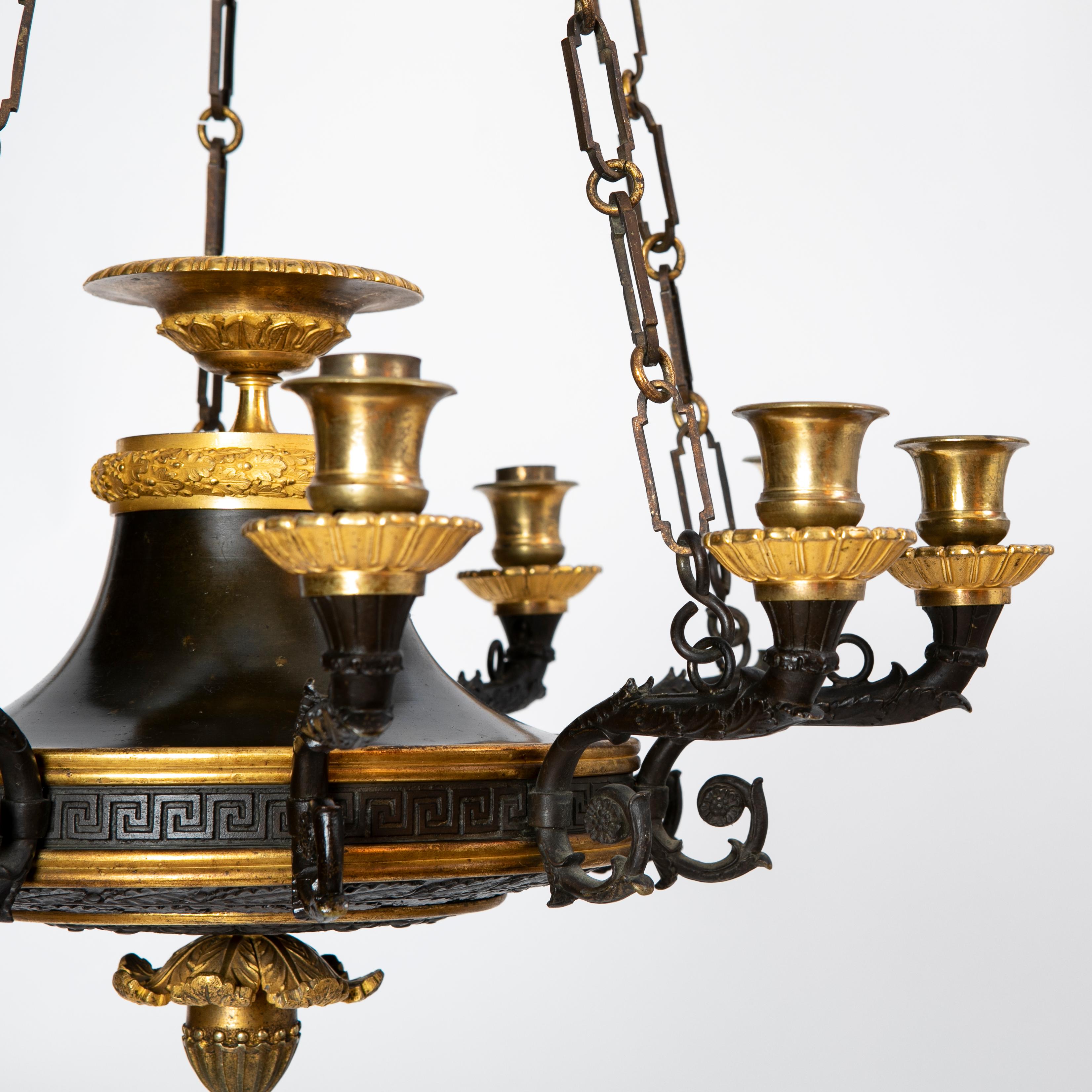 Charles X Bronze and Ormolu Chandelier In Good Condition For Sale In Kastrup, DK