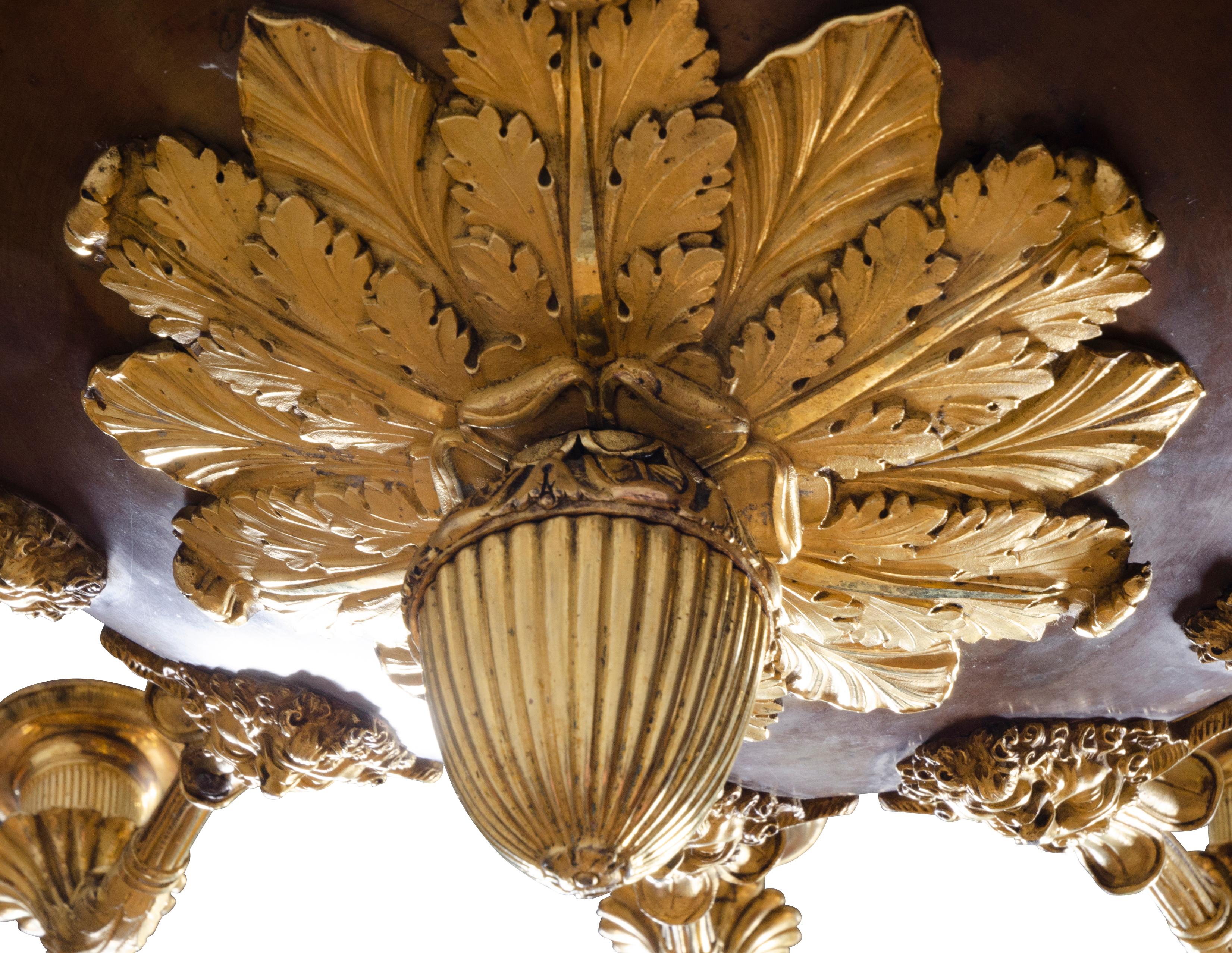 Charles X Bronze and Ormolu Chandelier For Sale 4