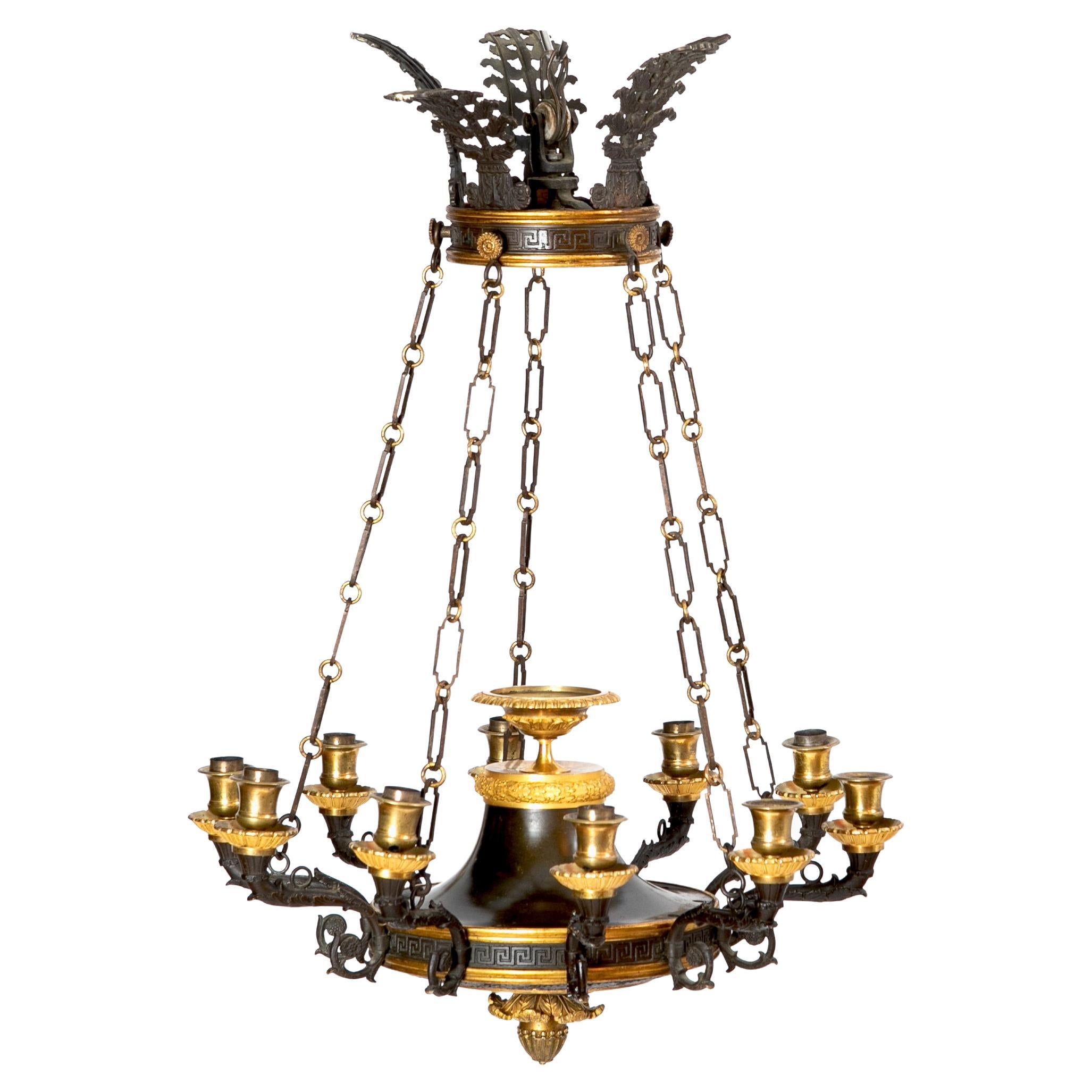 Charles X Bronze and Ormolu Chandelier For Sale