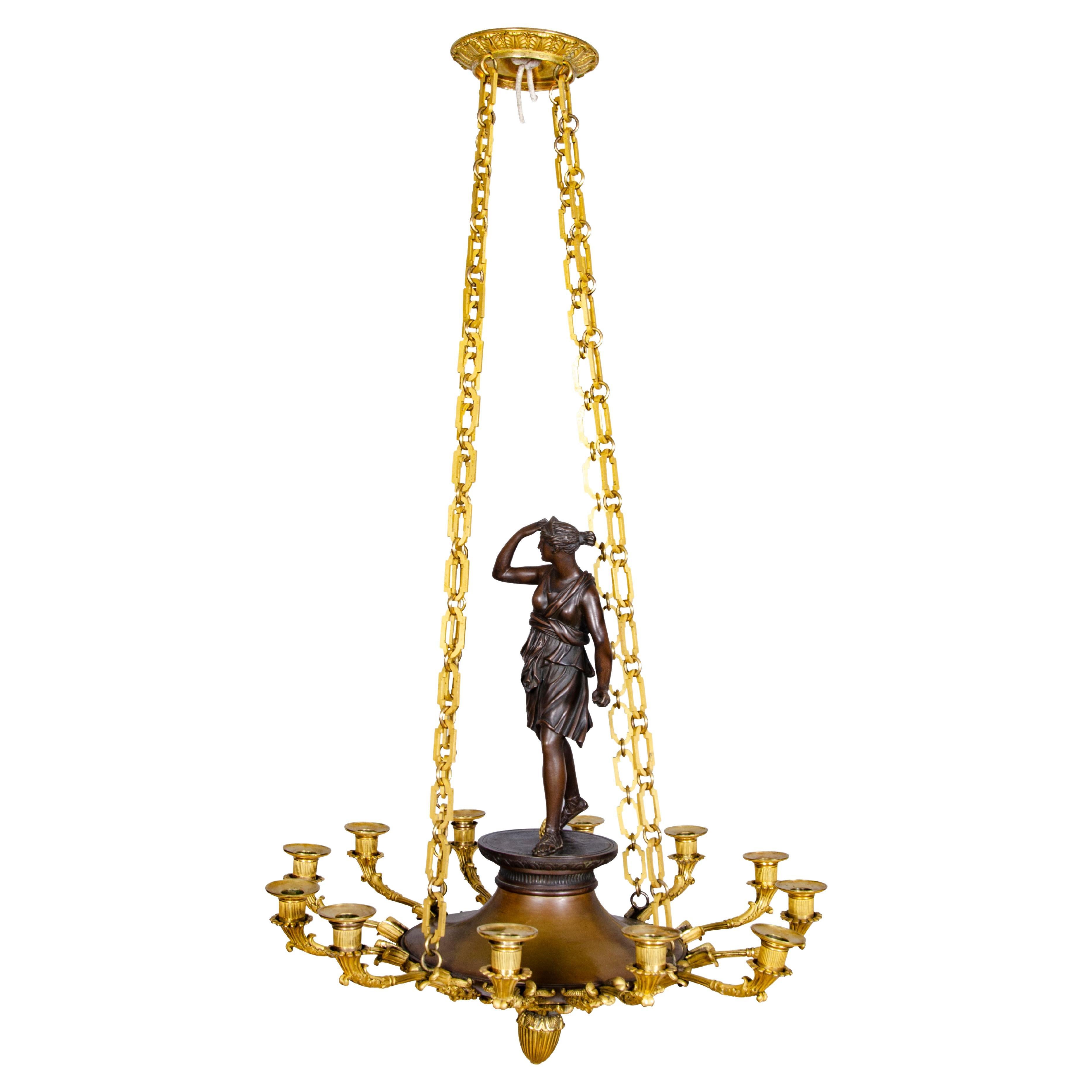Charles X Bronze and Ormolu Chandelier For Sale