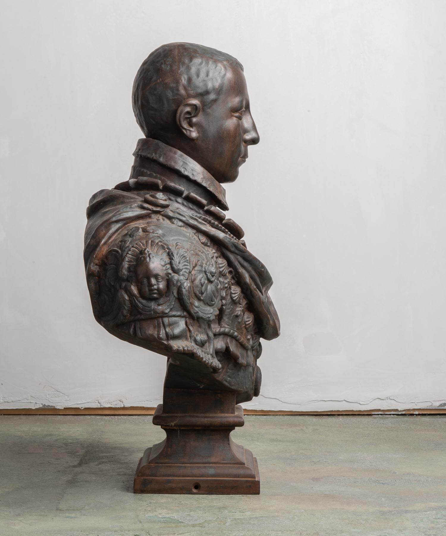 Charles X Bronzed Iron Museum Copy Bust, circa 19th Century In Good Condition In Culver City, CA