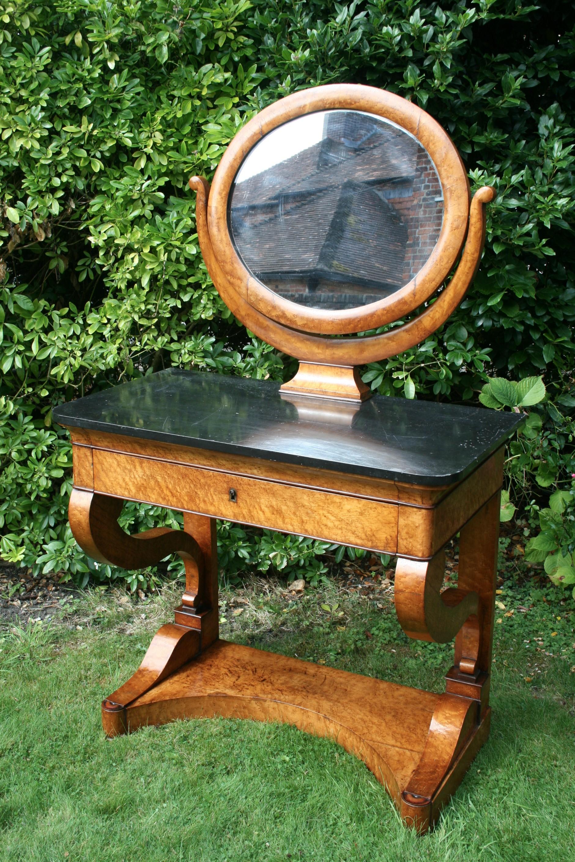 French Charles X Burr Maple Dressing Table For Sale