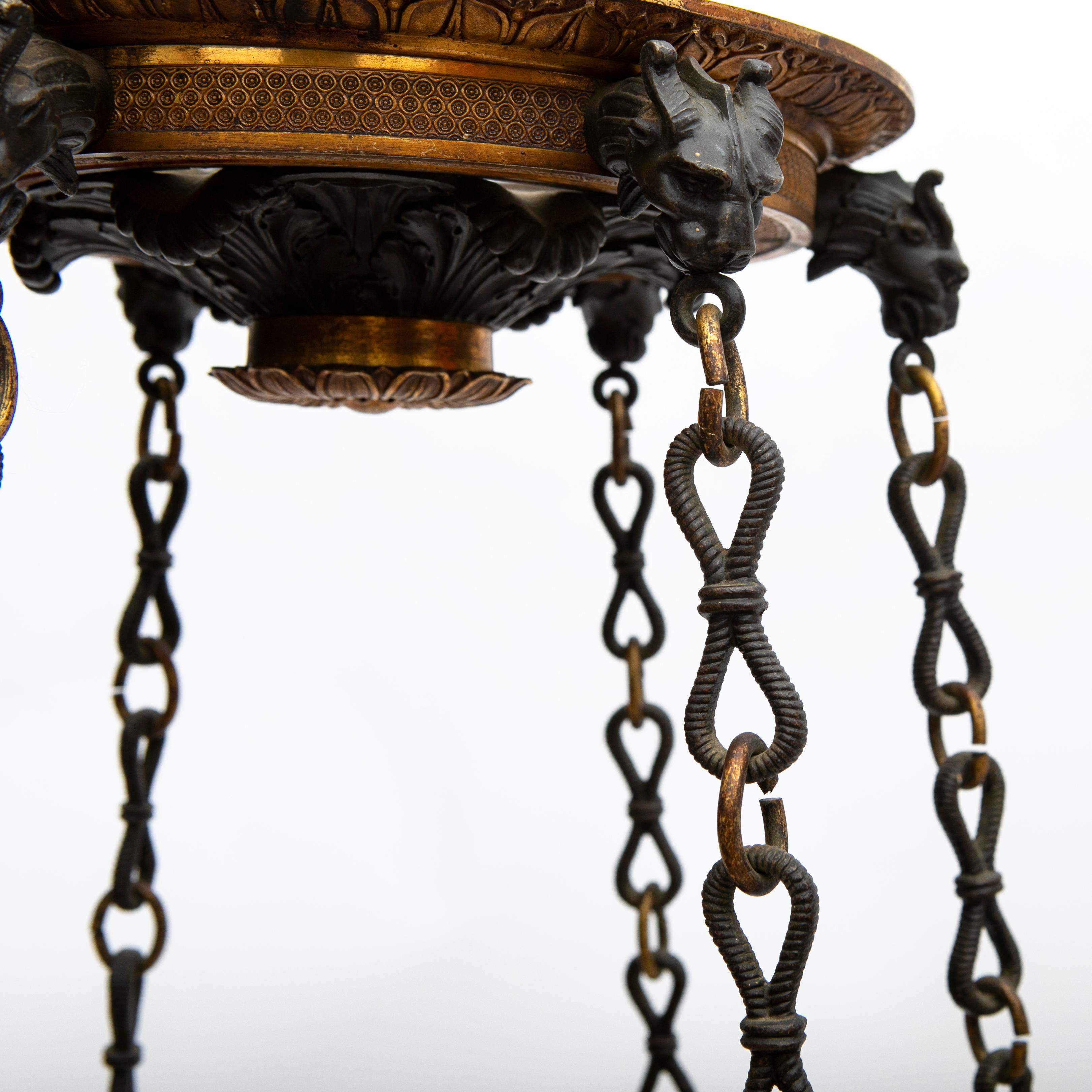 Charles X Chandelier Patinated Bronze and Ormolu 8