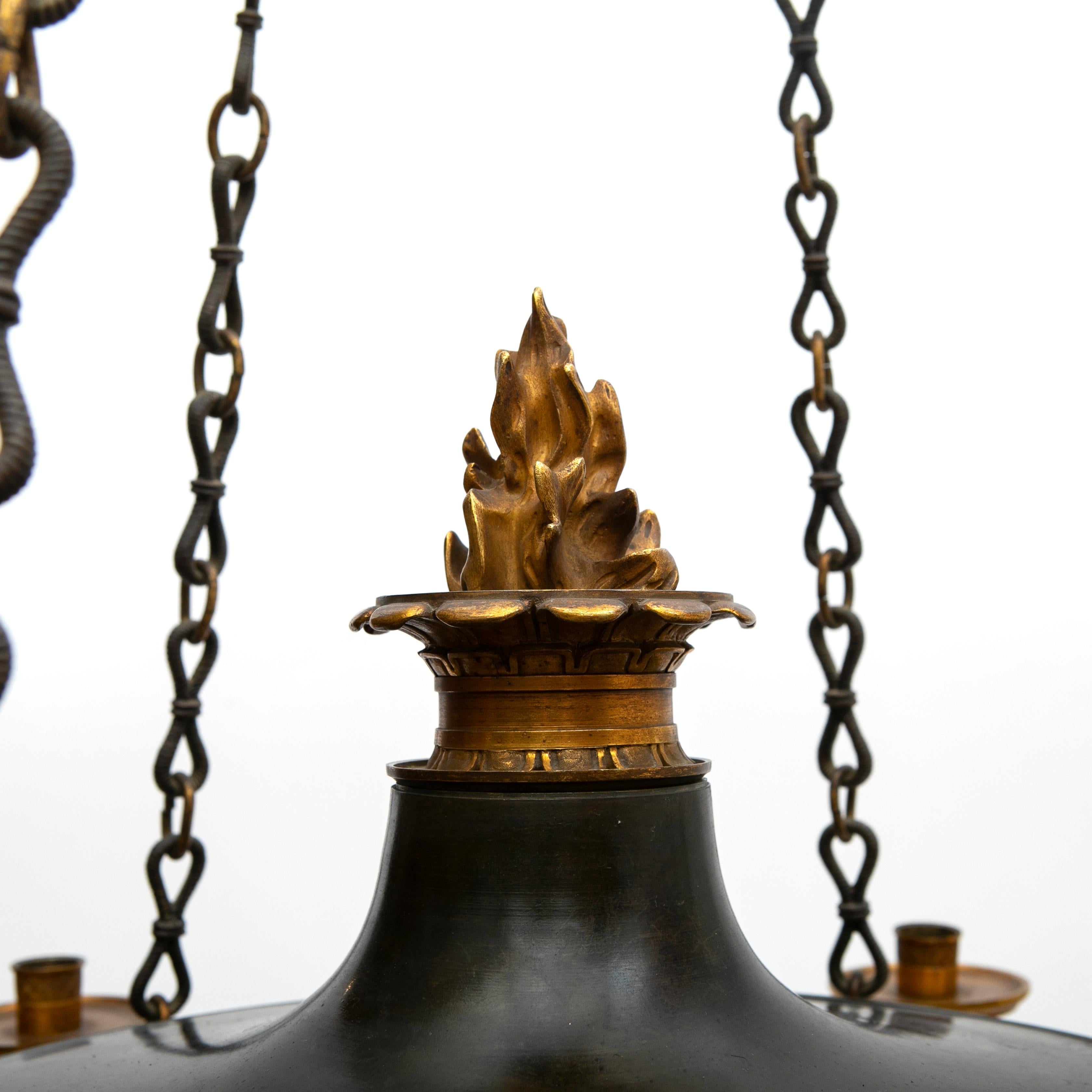 Charles X Chandelier Patinated Bronze and Ormolu 9