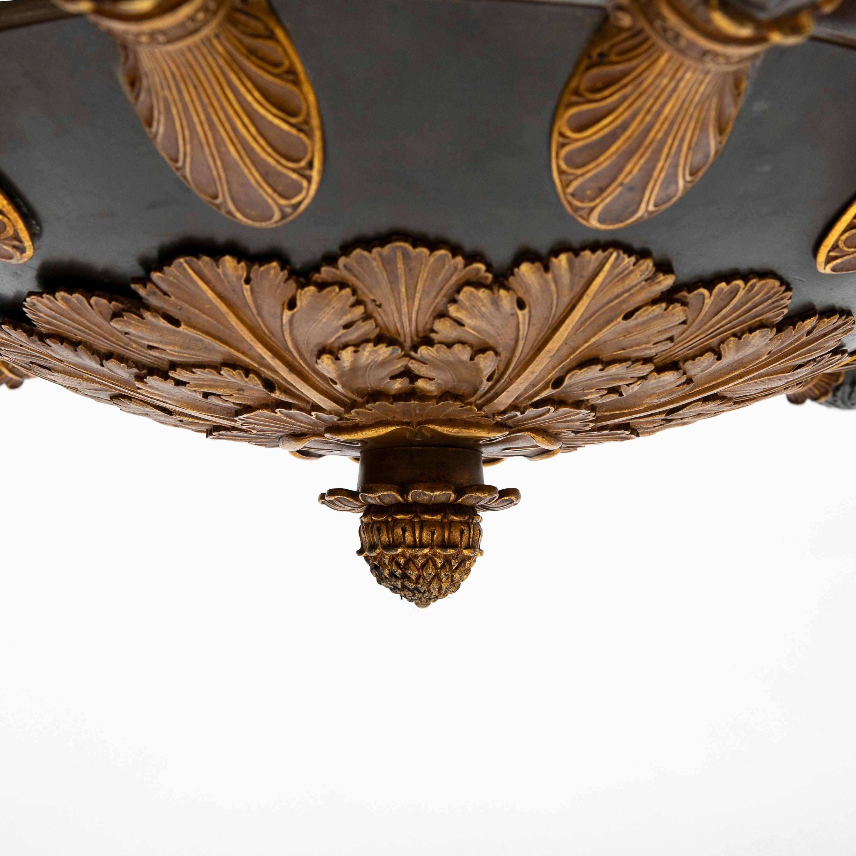 19th Century Charles X Chandelier Patinated Bronze and Ormolu