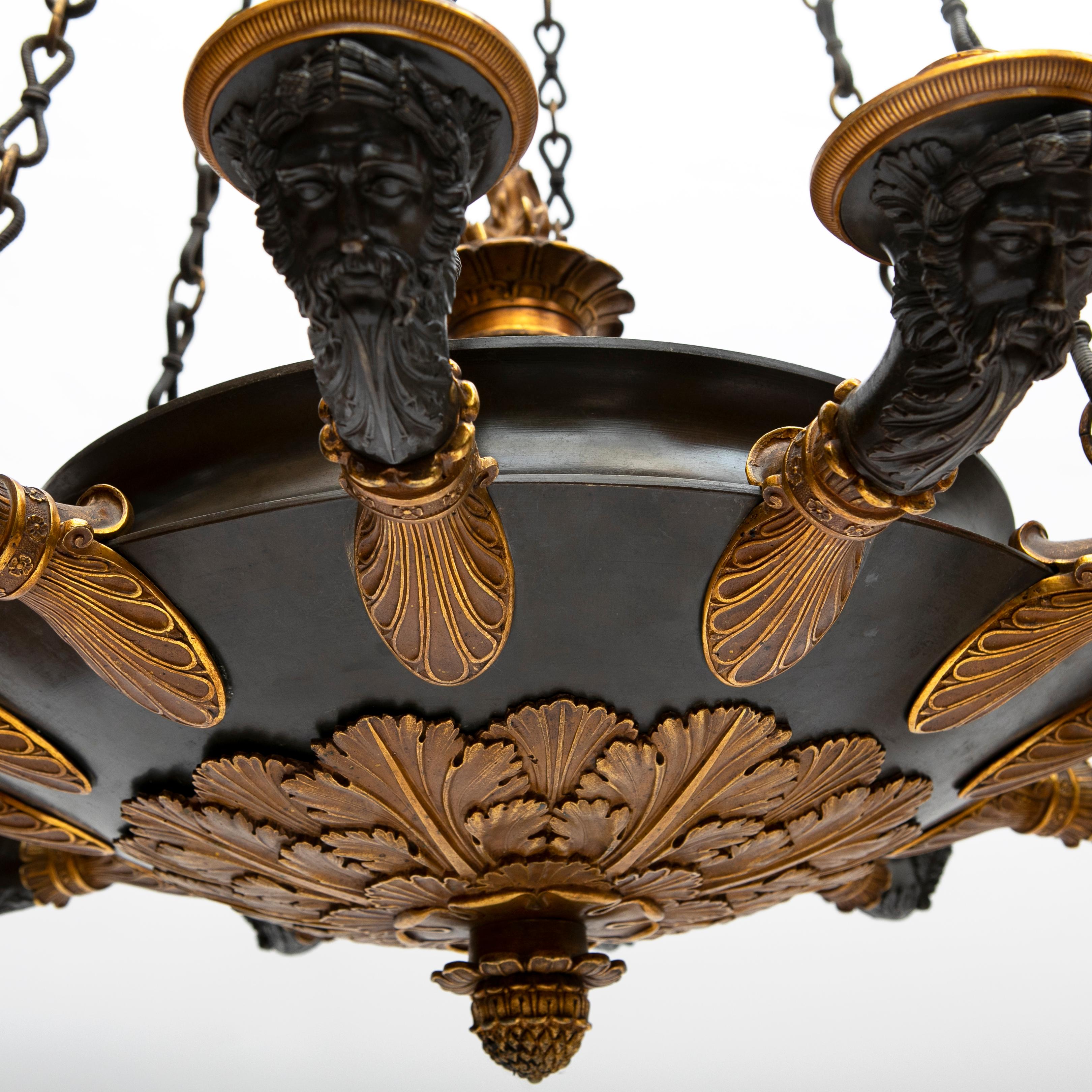 Charles X Chandelier Patinated Bronze and Ormolu 2