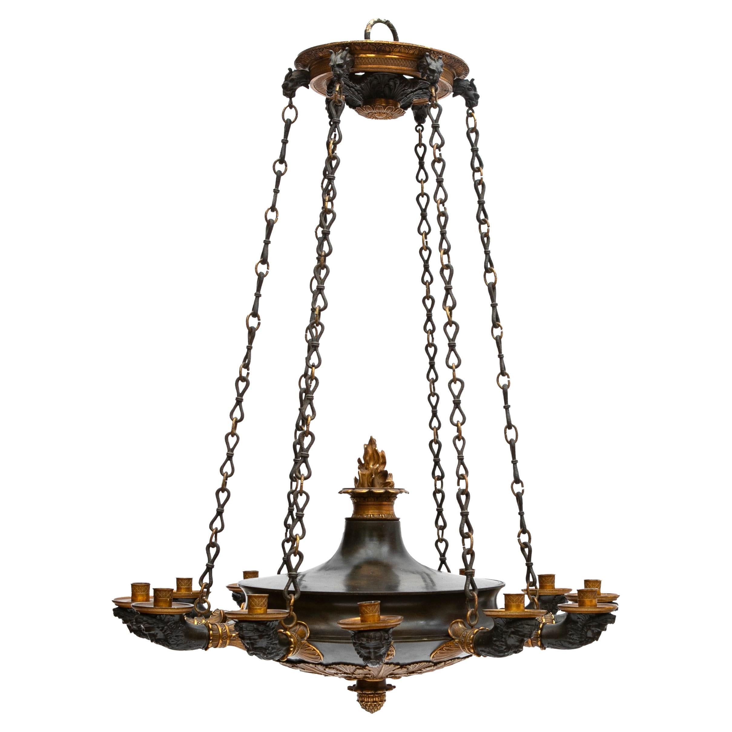 Charles X Chandelier Patinated Bronze and Ormolu