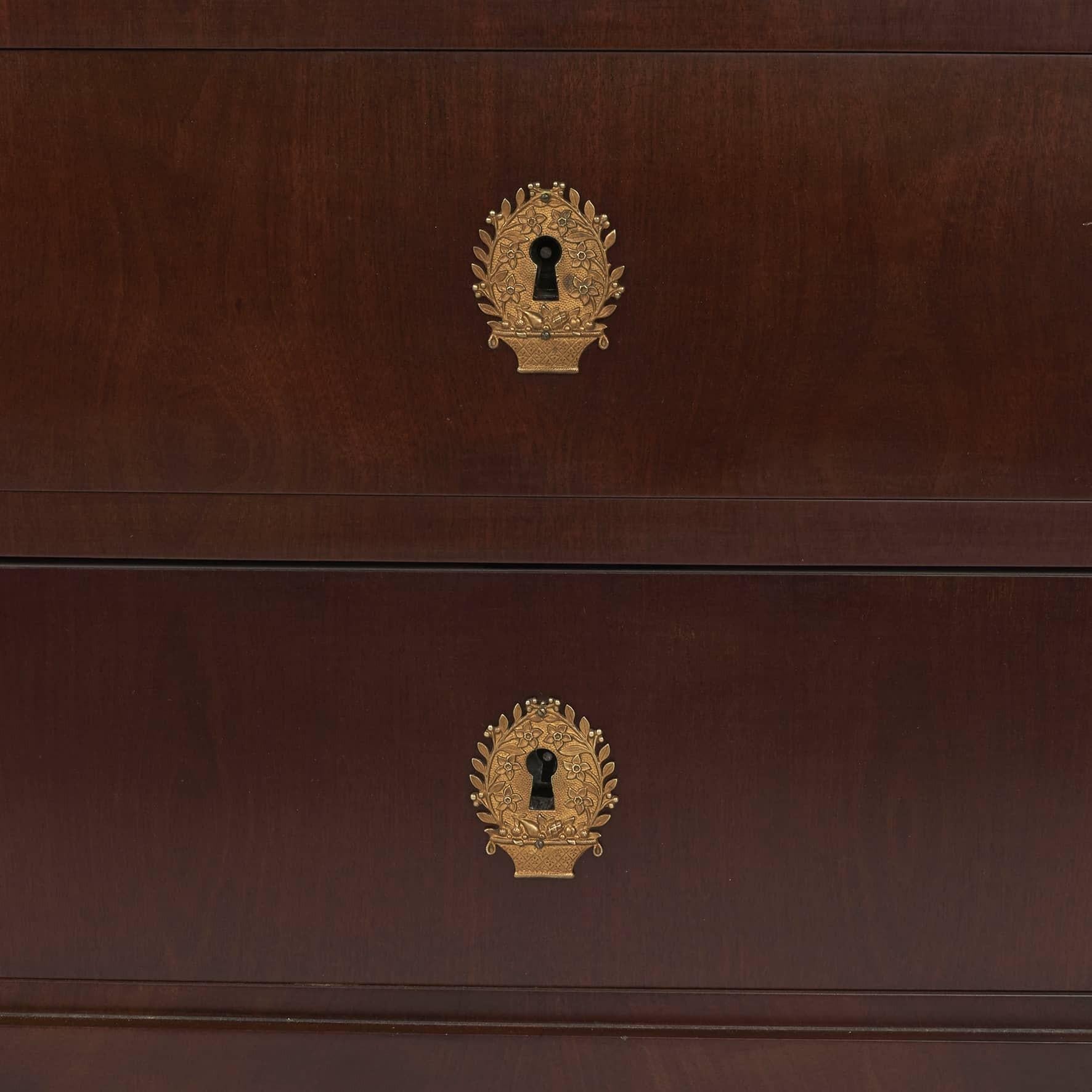 19th Century Charles X Chest of Drawers in Mahogany and Black Marble, France, C. 1820 For Sale
