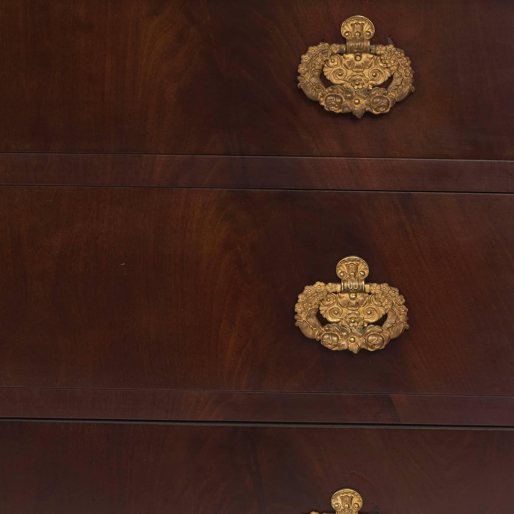Bronze Charles X Chest of Drawers in Mahogany and Black Marble, France, C. 1820 For Sale