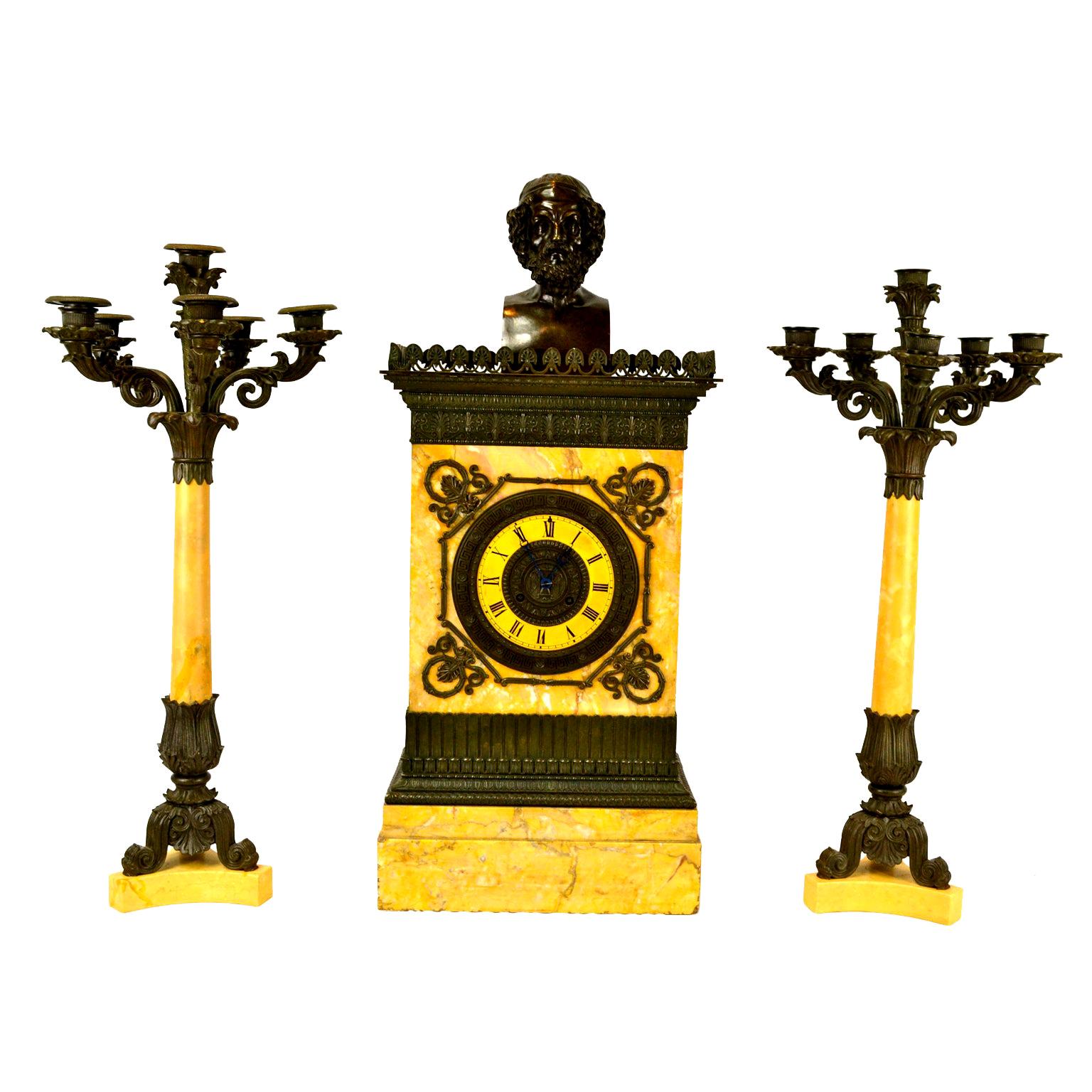 Charles X Clock and Garniture For Sale